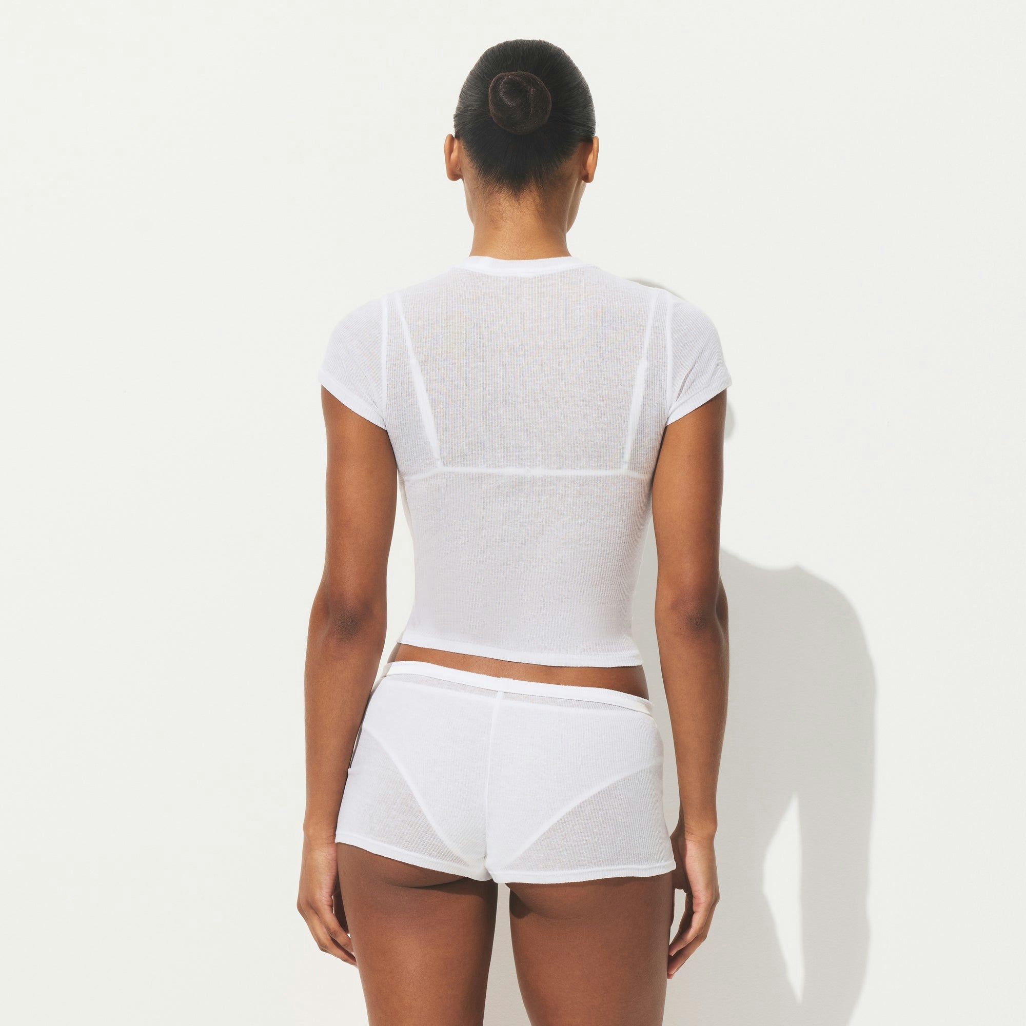 Skims Sheer Rib T-Shirt Snow
