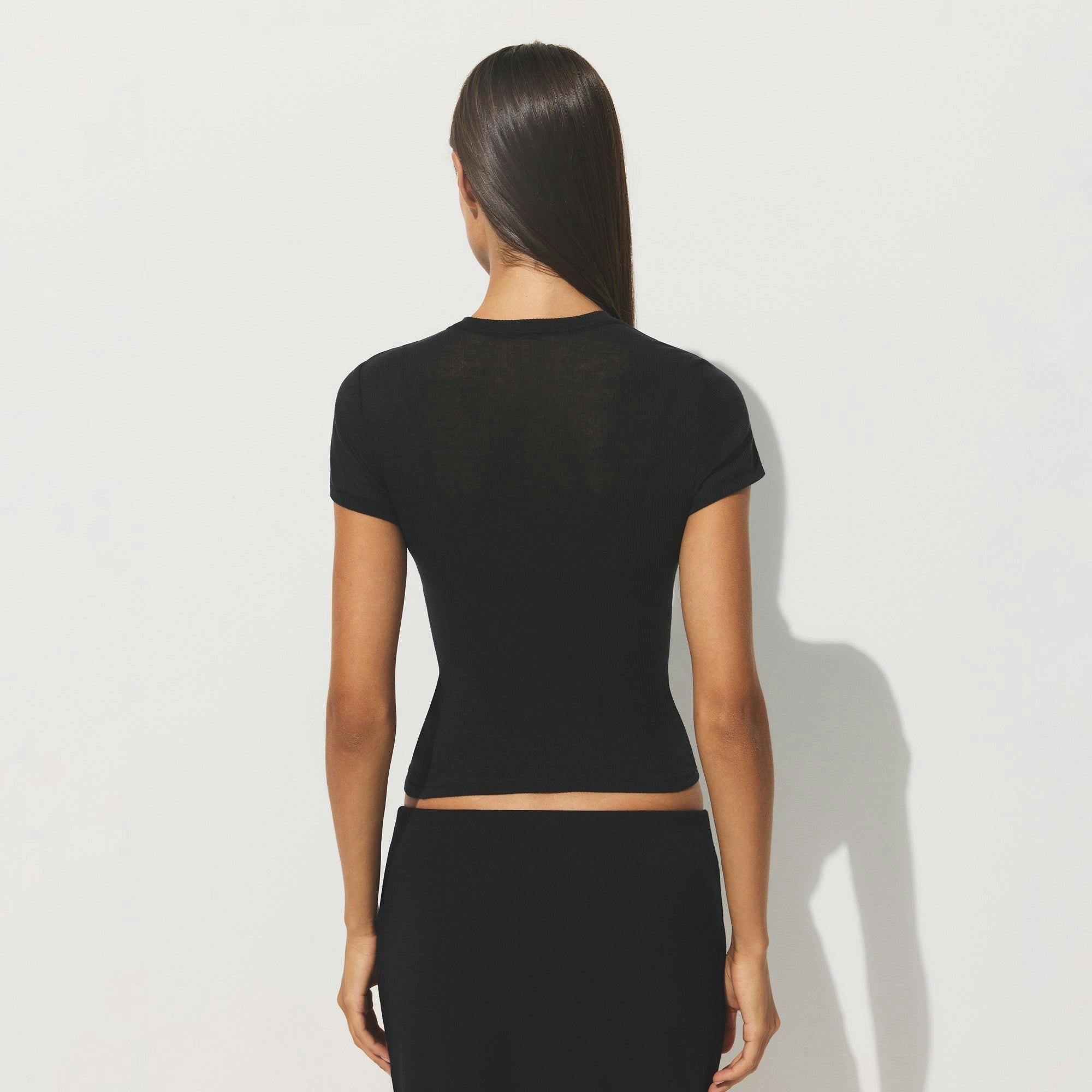 Skims Sheer Rib T-Shirt Soot