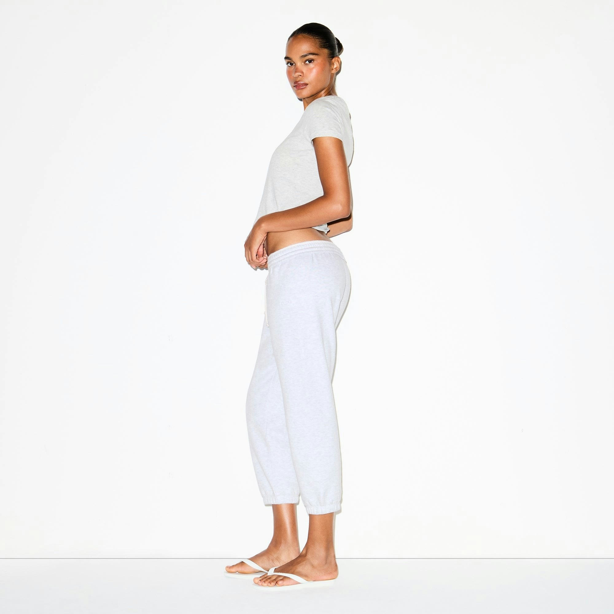 Skims Worn In Jersey Baby V Neck Tee Light Heather Grey