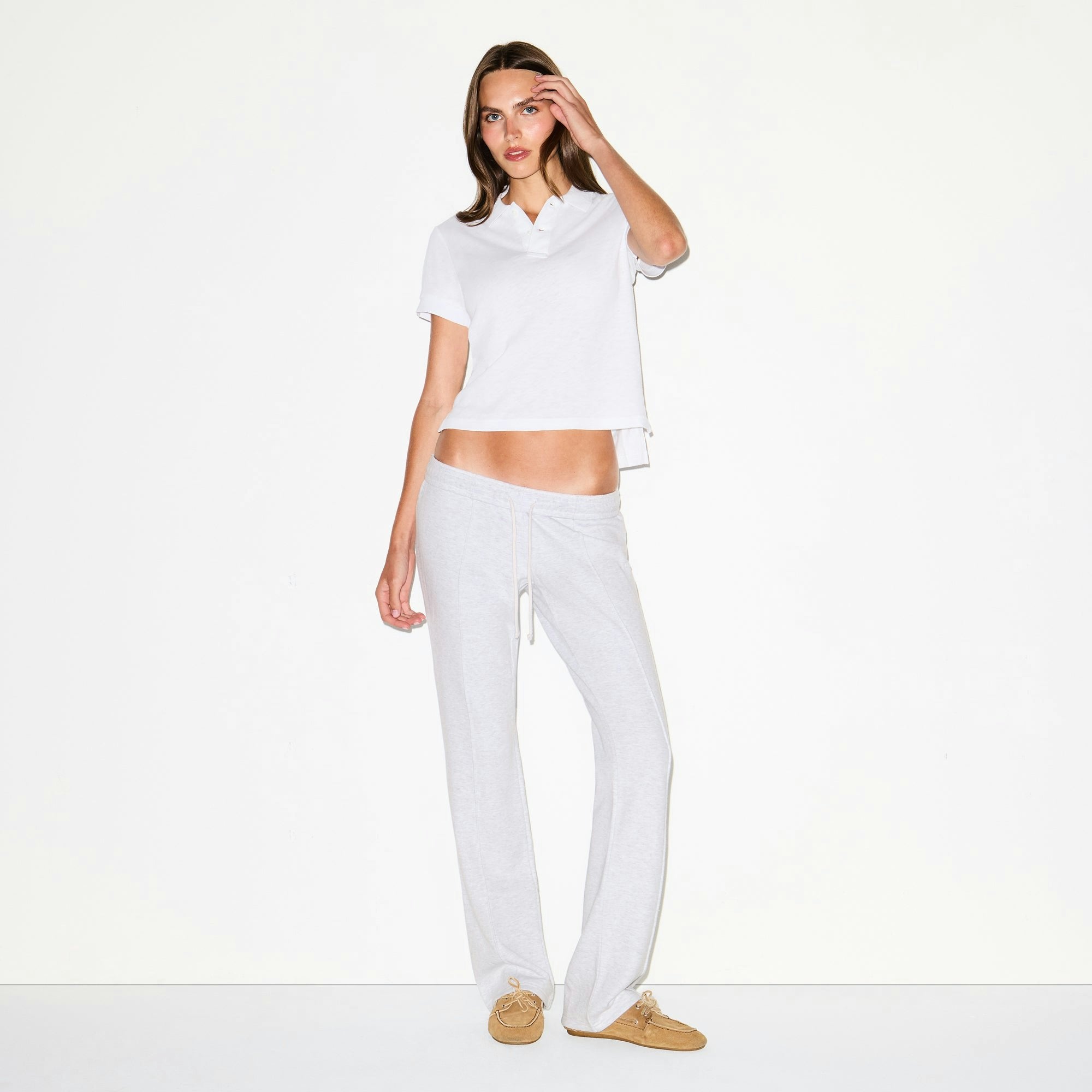 Skims Worn In Jersey Polo Baby Tee Snow