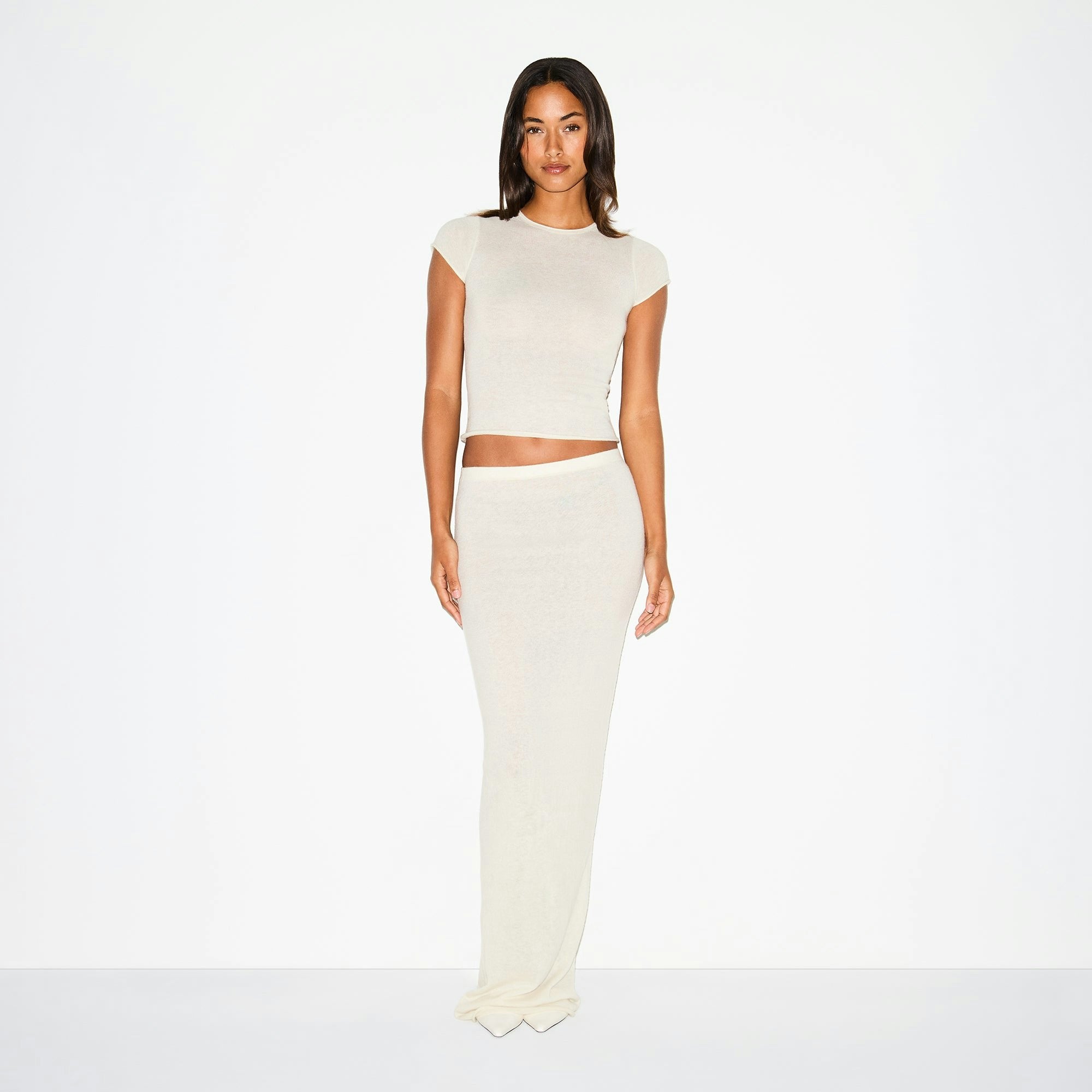 Skims Featherweight Cashmere Tee Egret