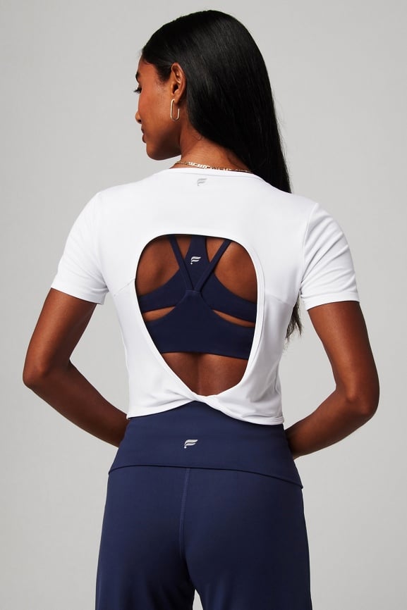 Fabletics Dry-Flex Open Back Twist Short-Sleeve Tee