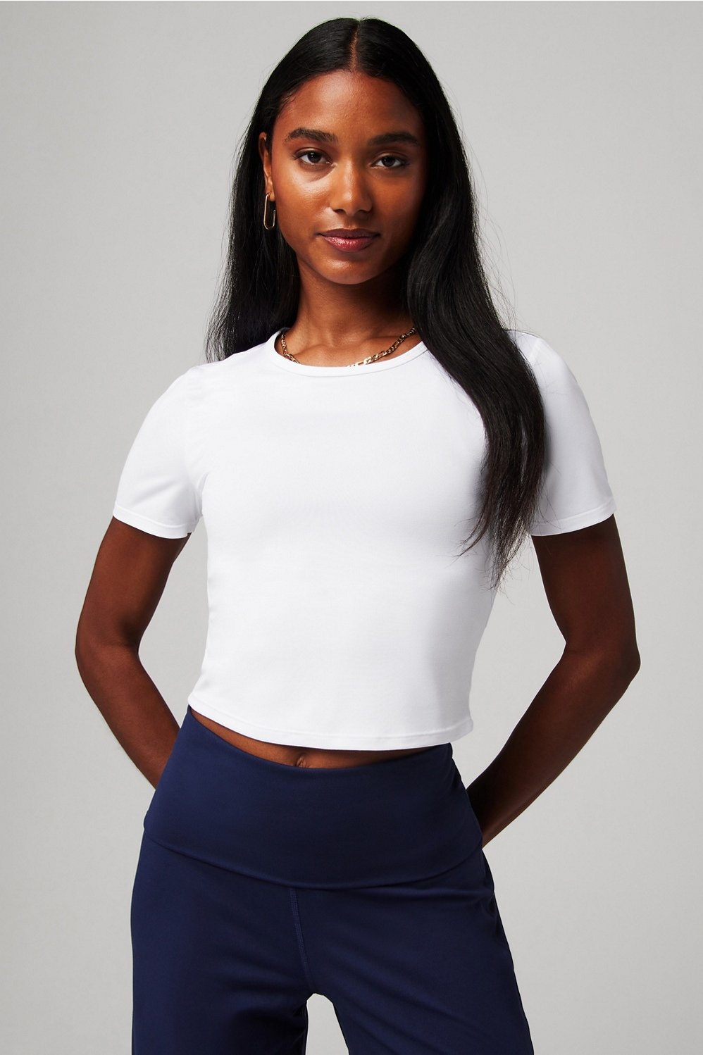 Fabletics Dry-Flex Open Back Twist Short-Sleeve Tee