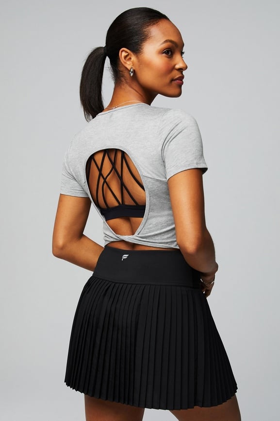 Fabletics Dry-Flex Open Back Twist Short-Sleeve Tee
