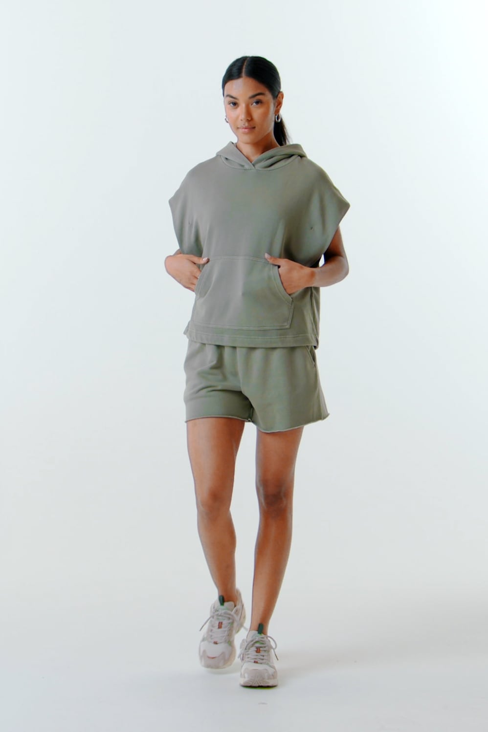 Fabletics Year Round Terry Sleeveless Hooded Sweatshirt