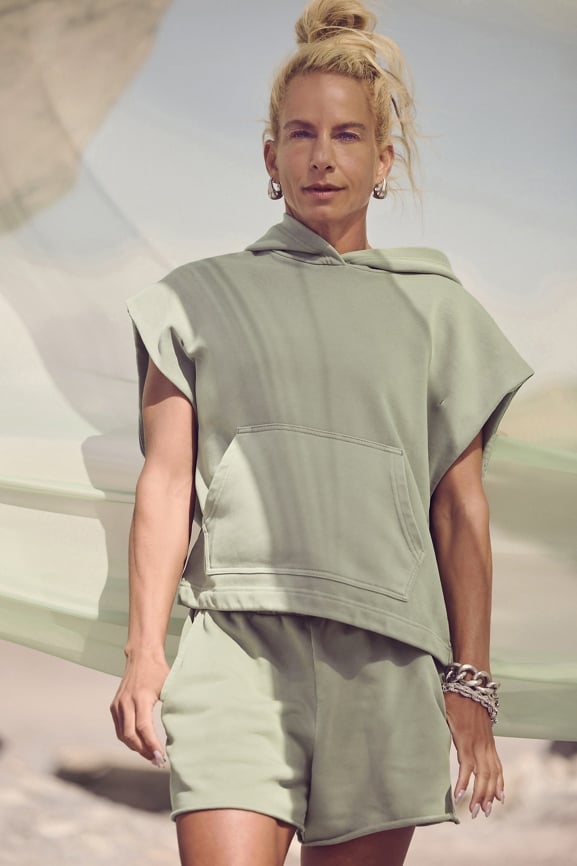 Fabletics Year Round Terry Sleeveless Hooded Sweatshirt