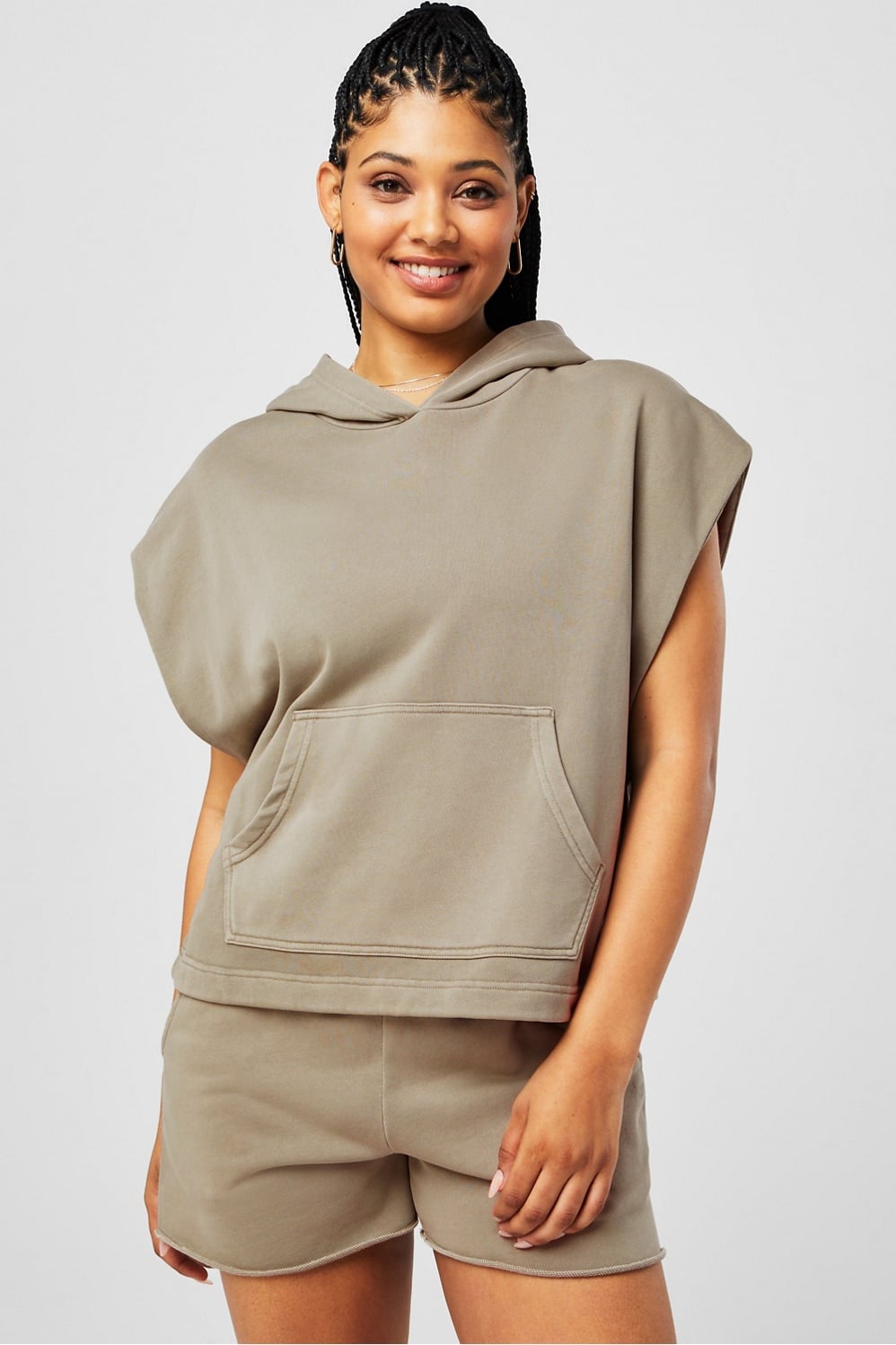 Fabletics Year Round Terry Sleeveless Hooded Sweatshirt