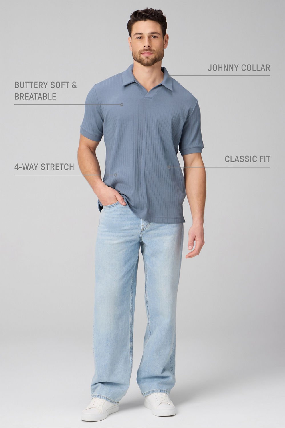 Fabletics The 24-7 Ribbed Johnny Collar Polo