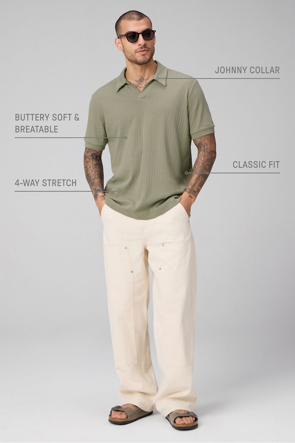 Fabletics The 24-7 Ribbed Johnny Collar Polo