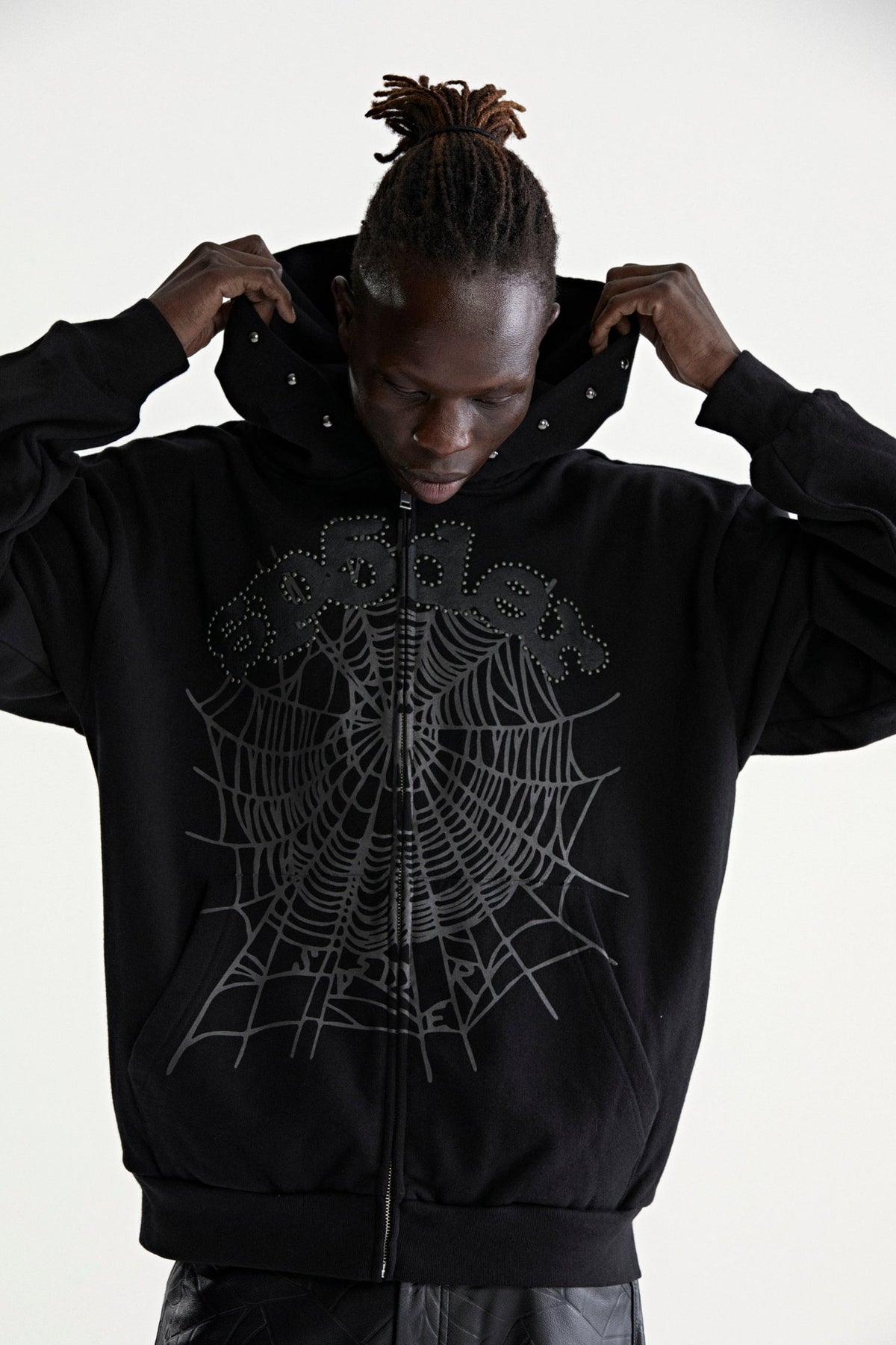 Sp5der OG WEB Studded ZIP Hoodie