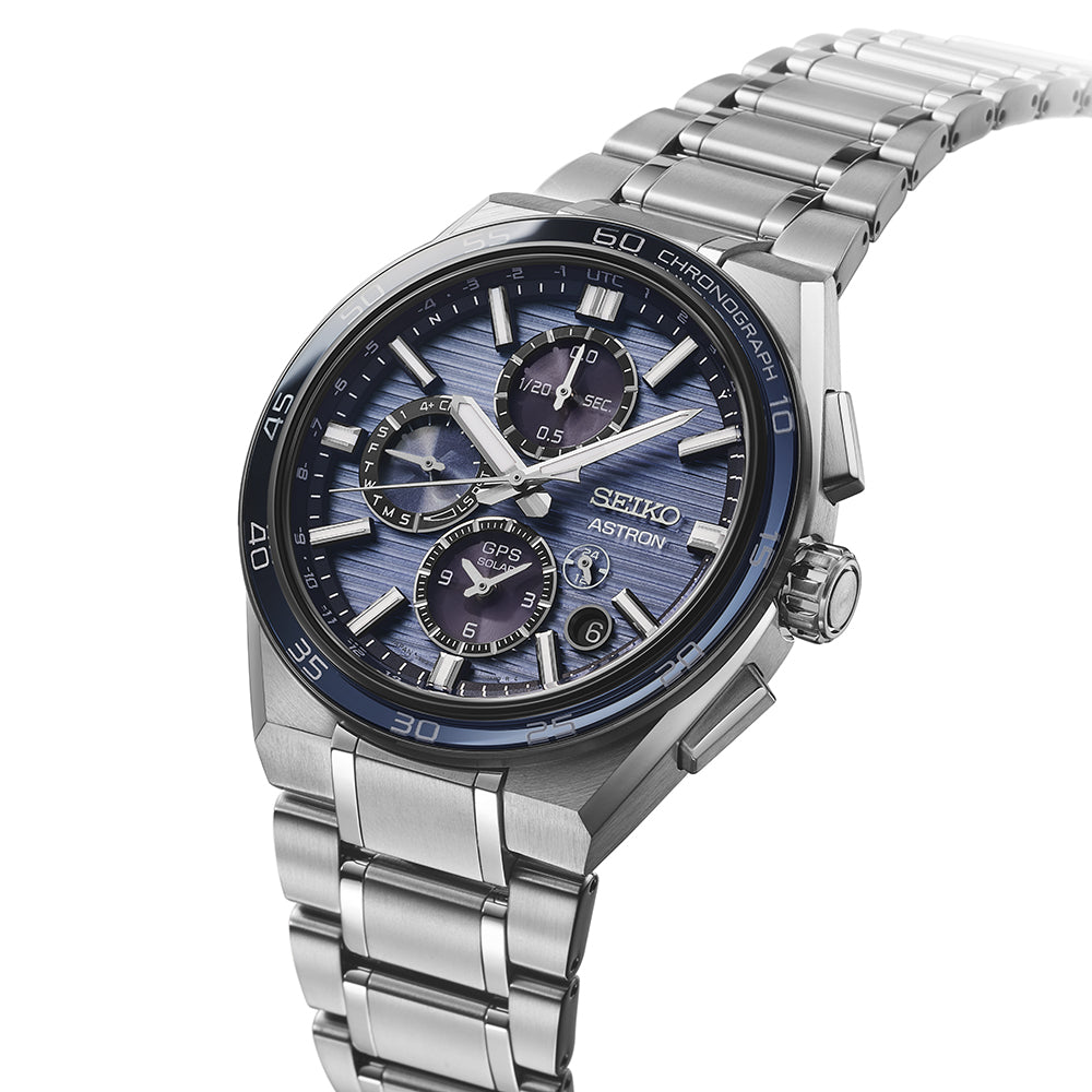 Seiko Astron Gps Solar Dual-Time Chronograph In Slate Blue