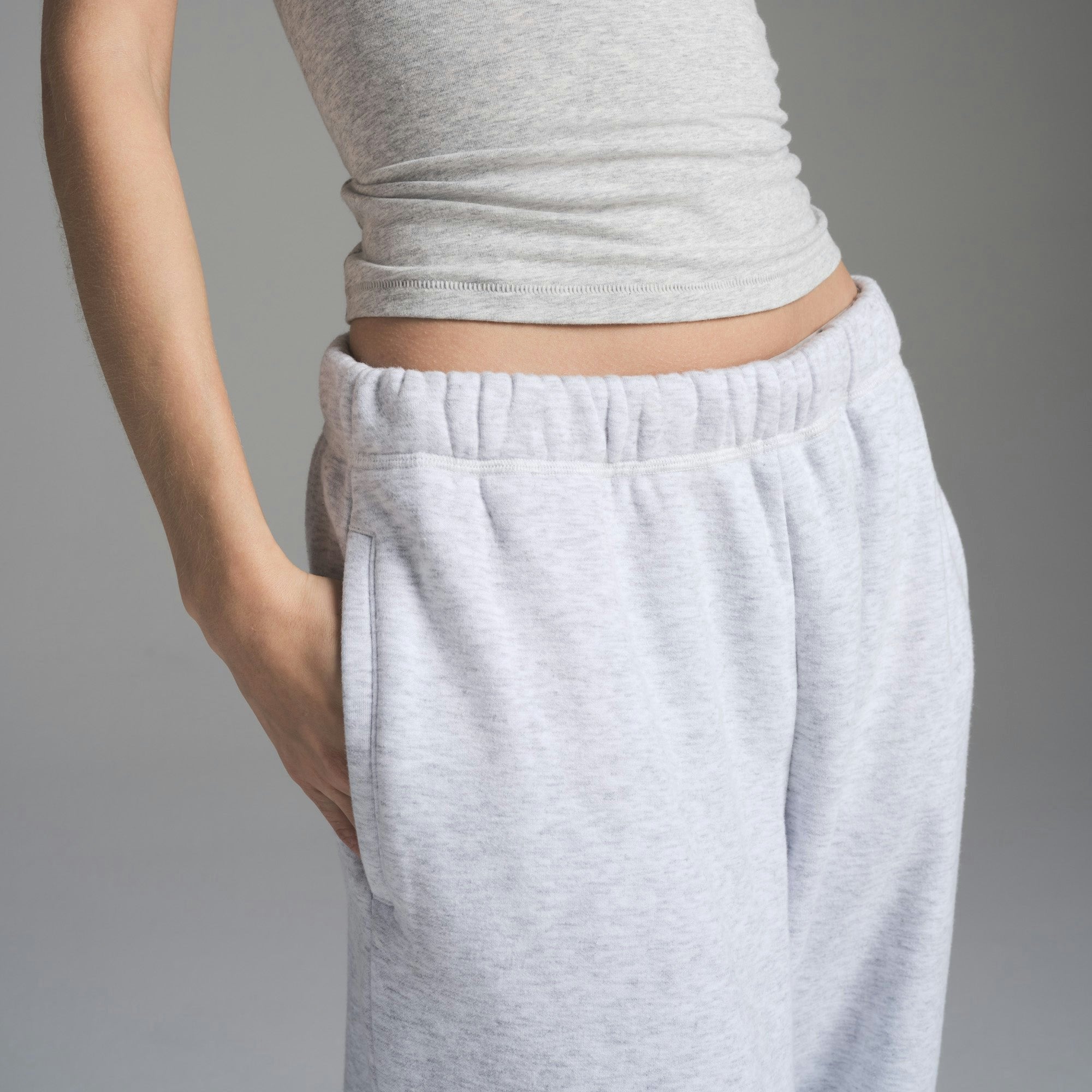 Skims Cotton Fleece Classic Straight Leg Pant Light Heather Grey