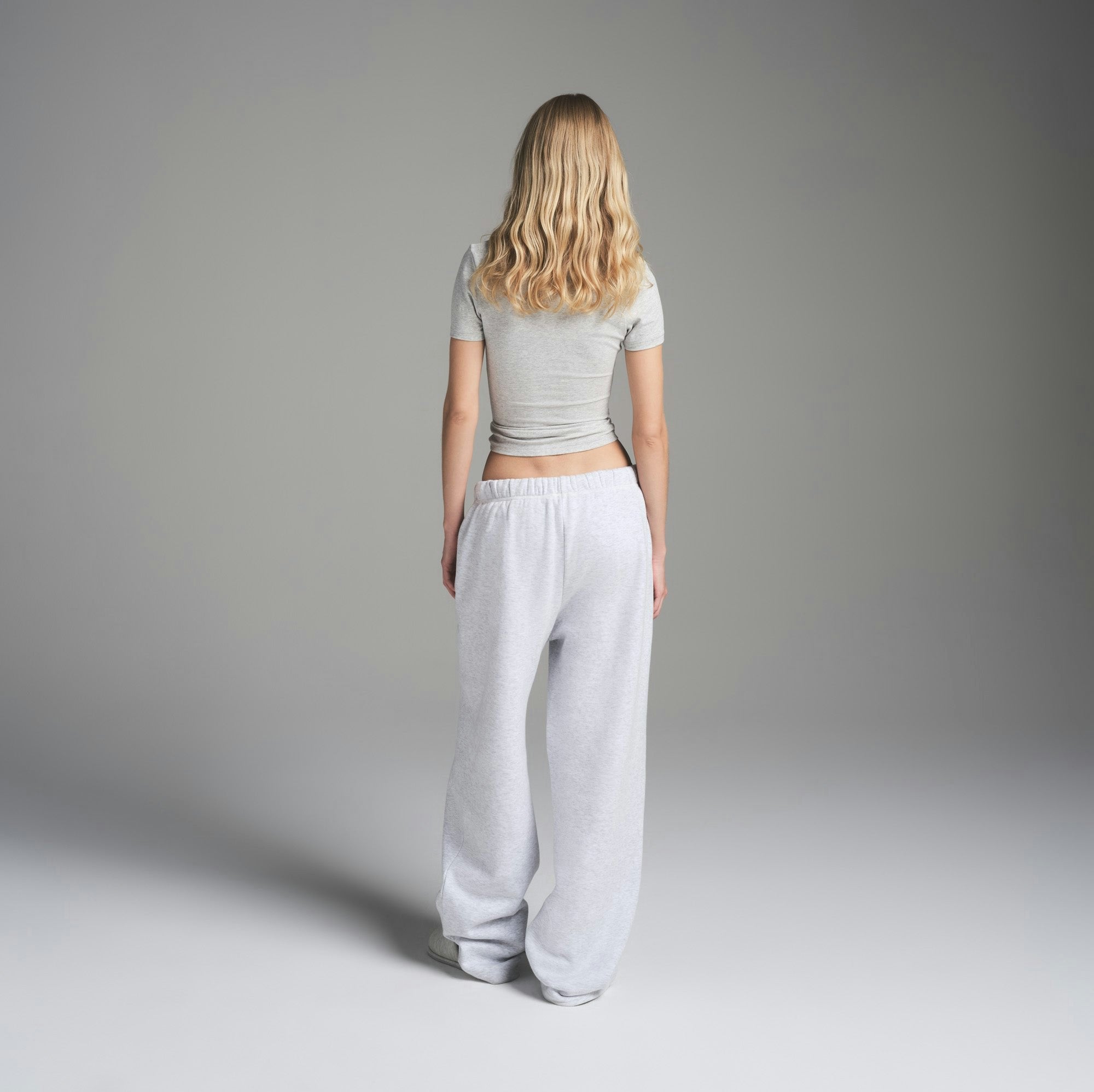Skims Cotton Fleece Classic Straight Leg Pant Light Heather Grey