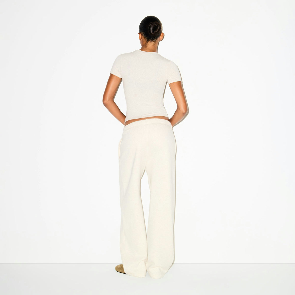 Skims Cotton Fleece Classic Straight Leg Pant Oatmeal Heather