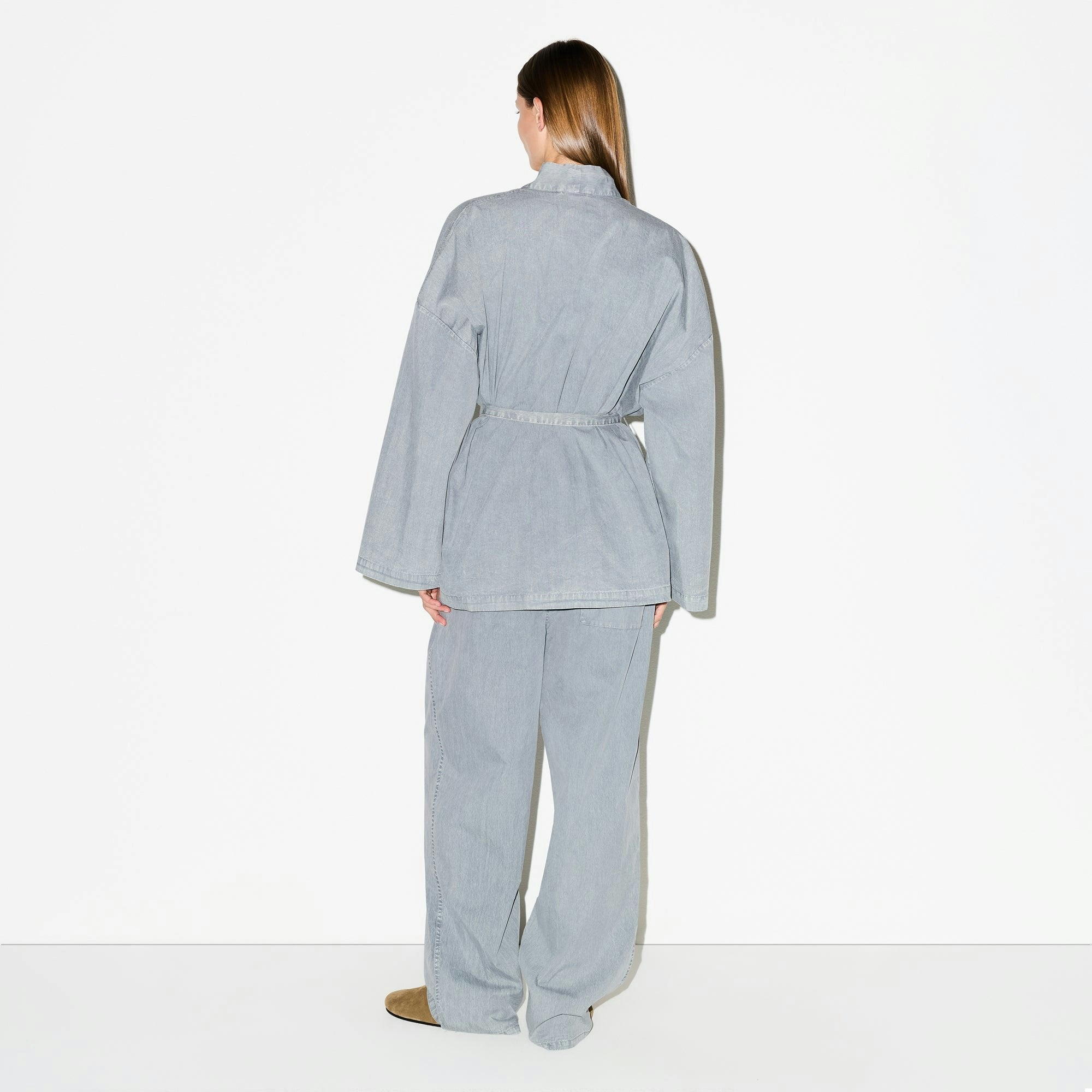 Skims Woven Lounge Oversized Wrap Top Pacific