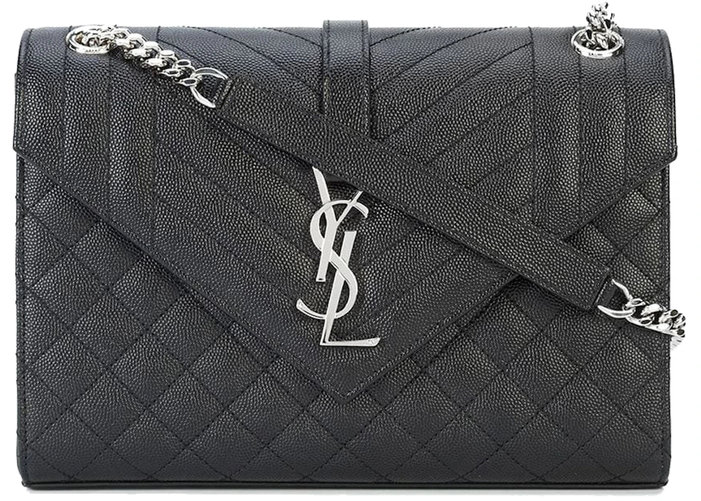 Saint Laurent Envelope Medium Bag Grain De Poudre Black