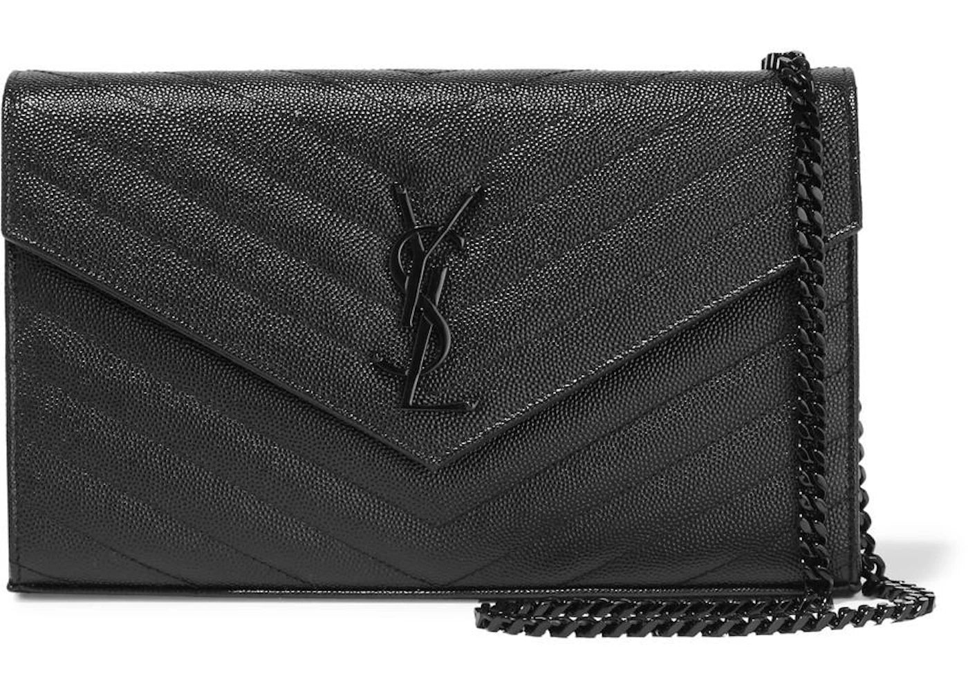 Saint Laurent Monogram Envelope Chain Wallet Black