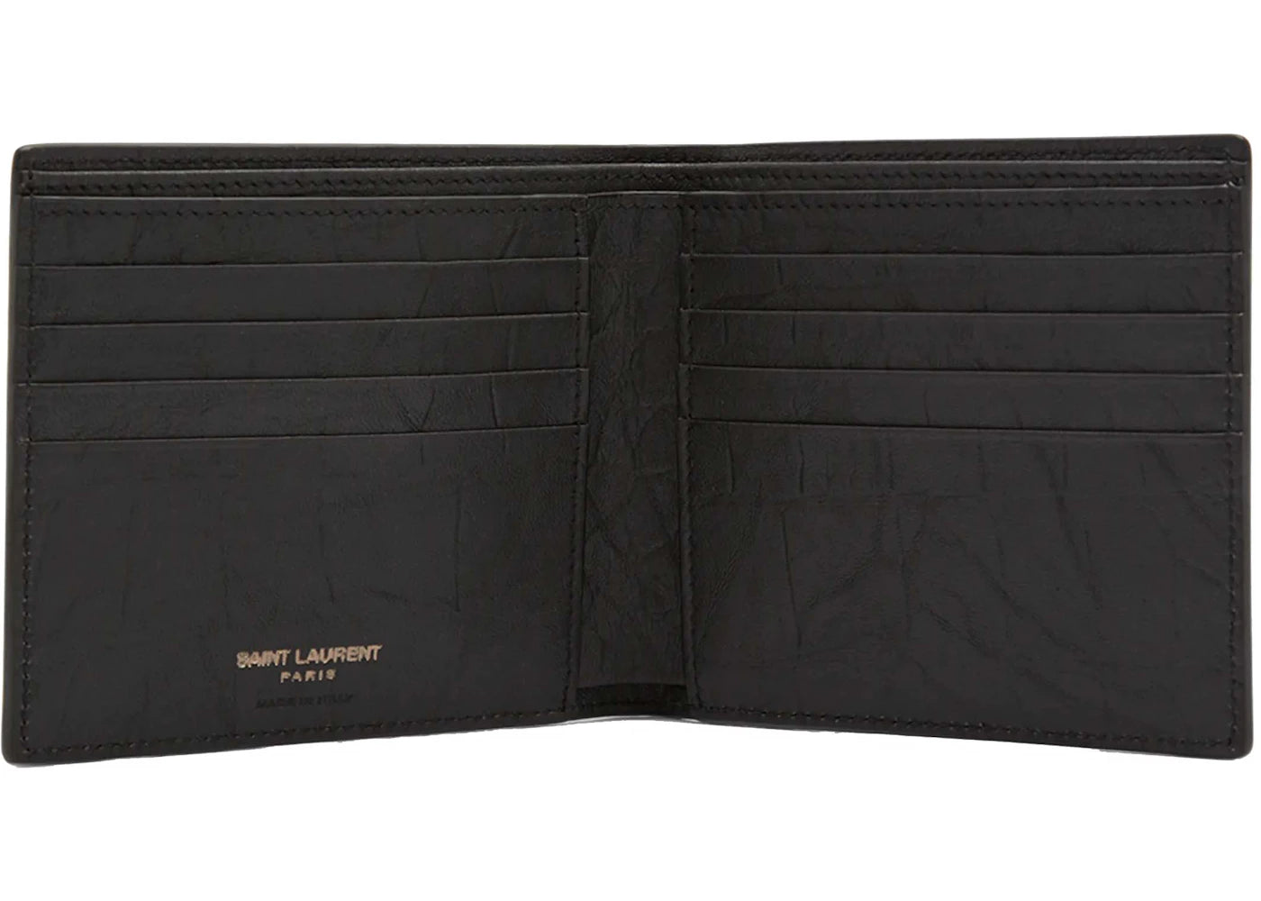 saint laurent monogram croc-embossed leather bi-fold wallet black