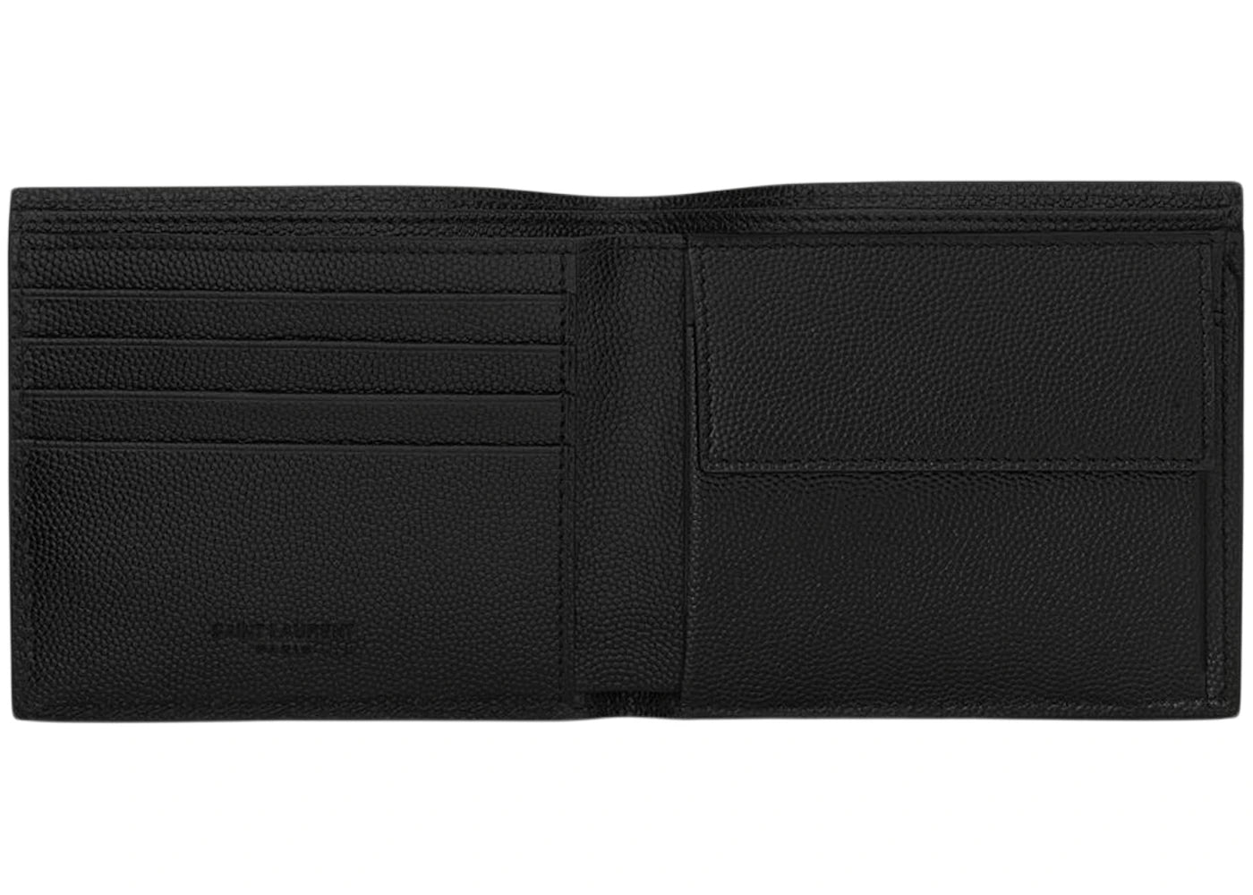 saint laurent paris east/west wallet with coin purse de poudre embossed black