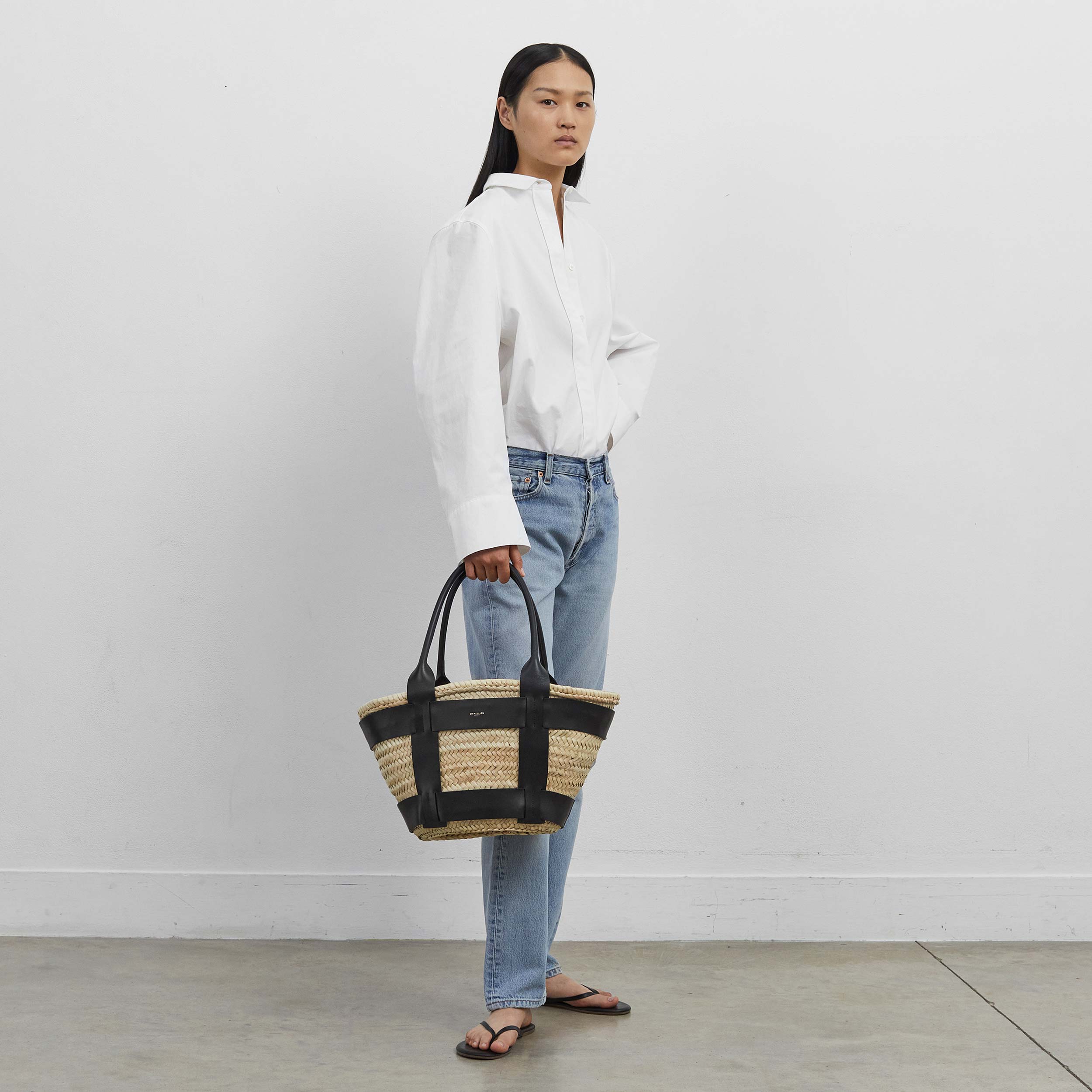 DeMellier The Santorini natural basket off-white smooth