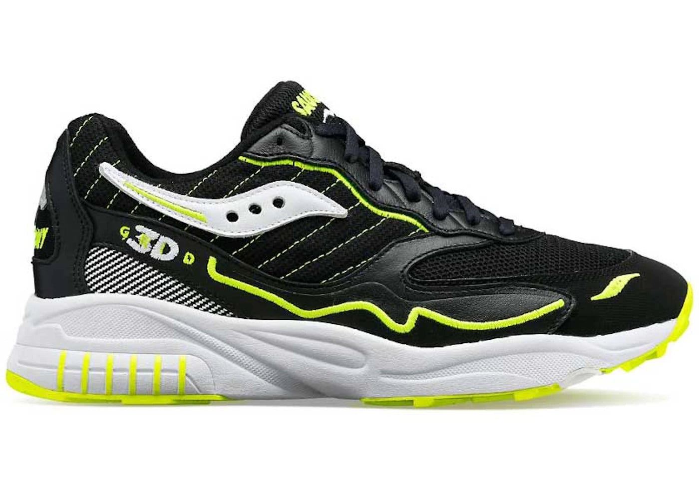 saucony 3d grid hurricane black acid yellow