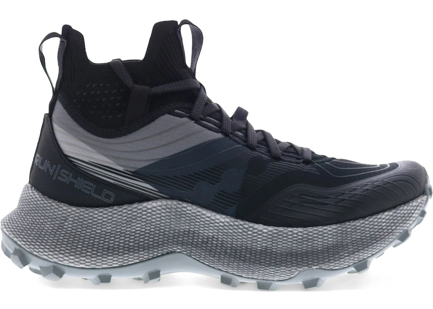 saucony endorphin trail mid runshield black gravel (women's)