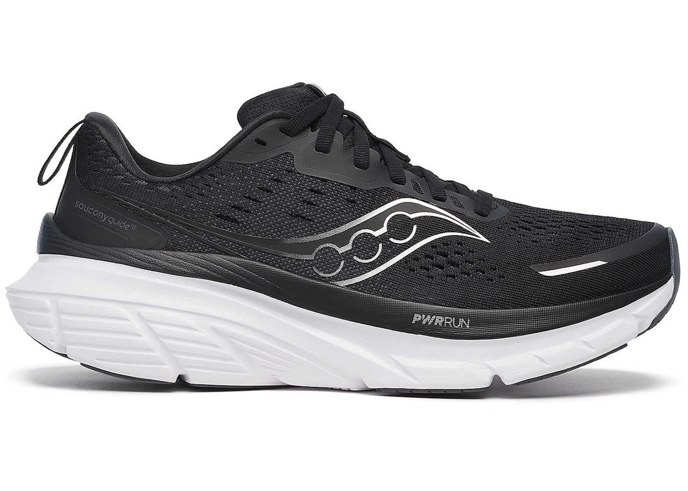 saucony guide 18 black white (women's)