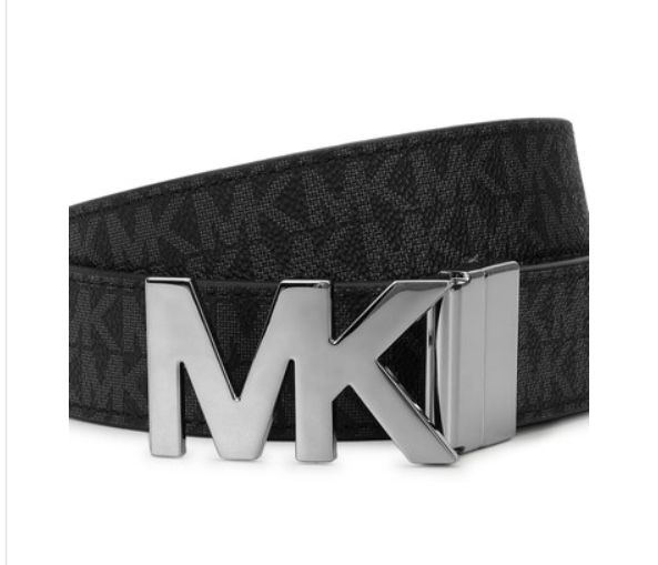 Michael Kors Men Black 34MM CTFR MK Buckle Belt
