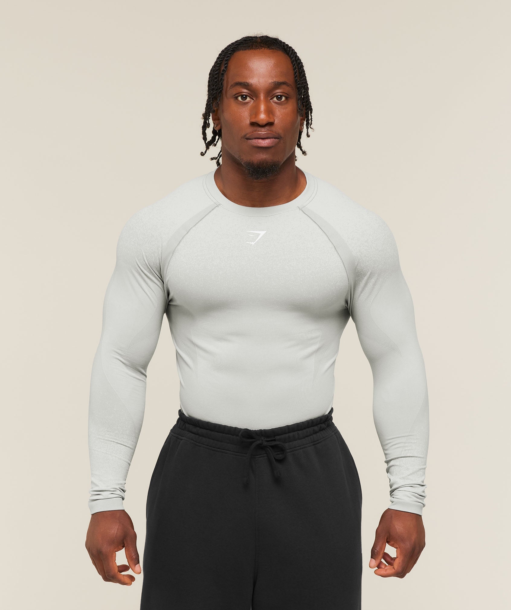 Gymshark Shadow Seamless Long Sleeve T-Shirt Light Grey