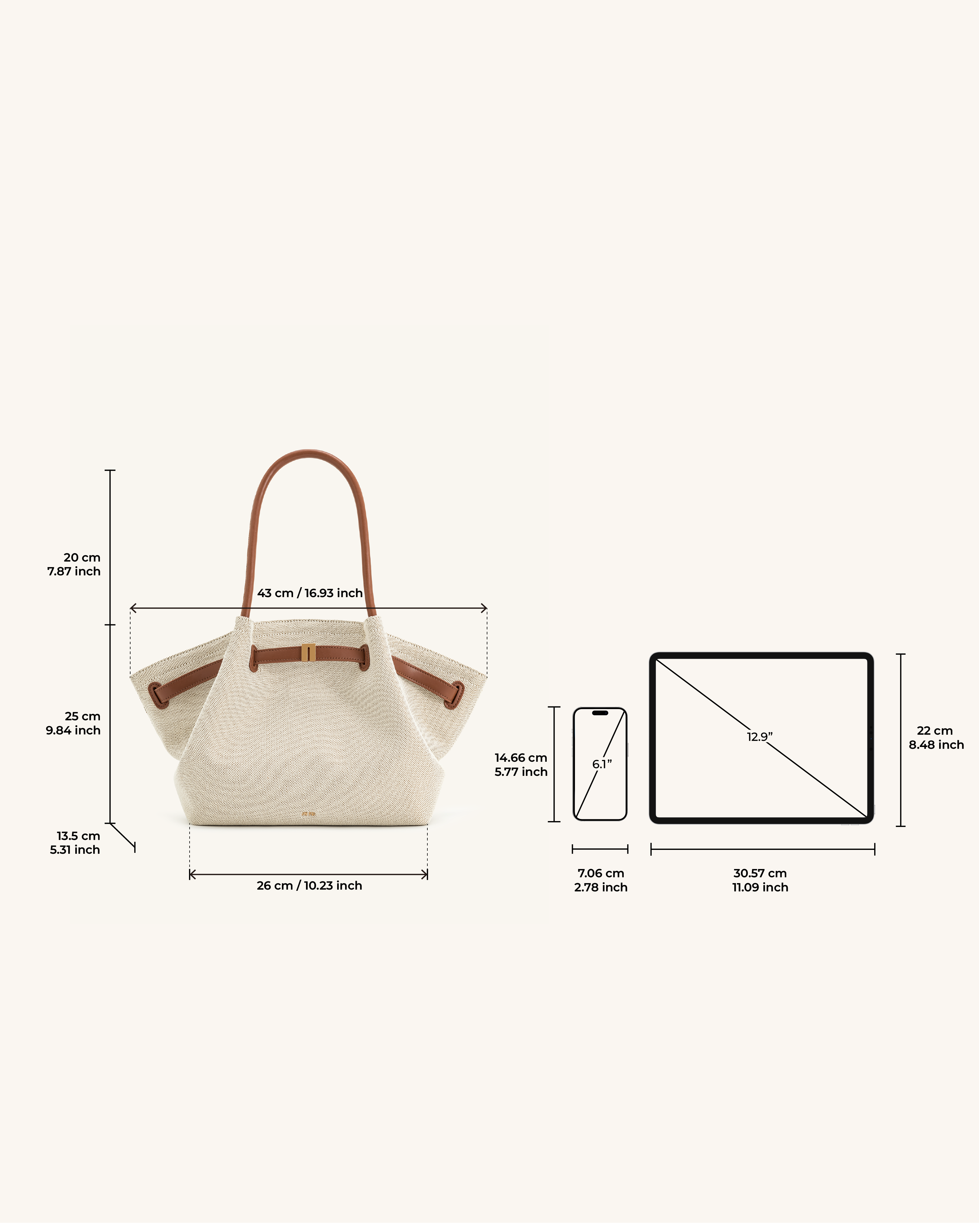 Jw Pei Hana Medium Tote Bag Brown Canvas