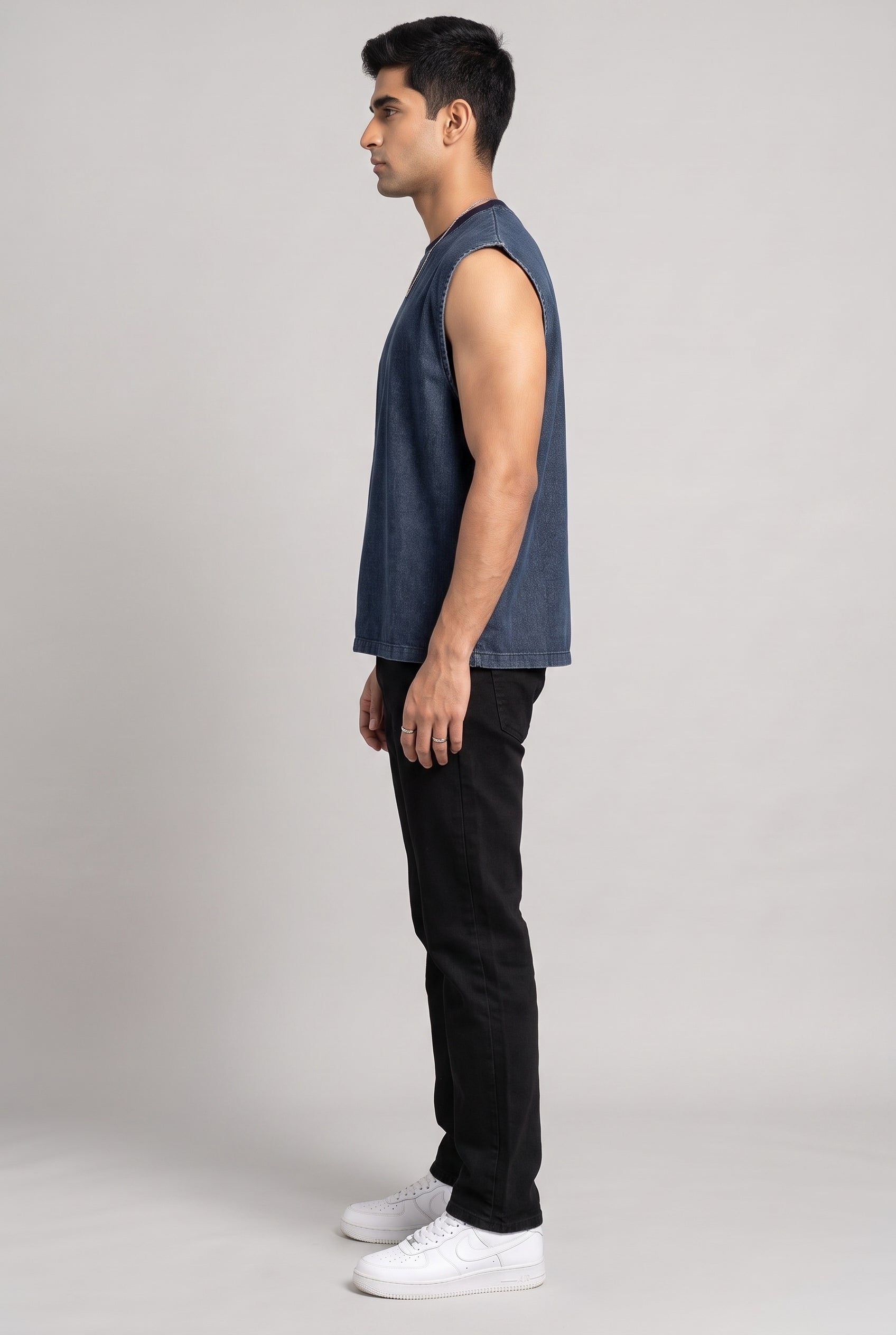BLUE DENIM MEN'S TANK TOP