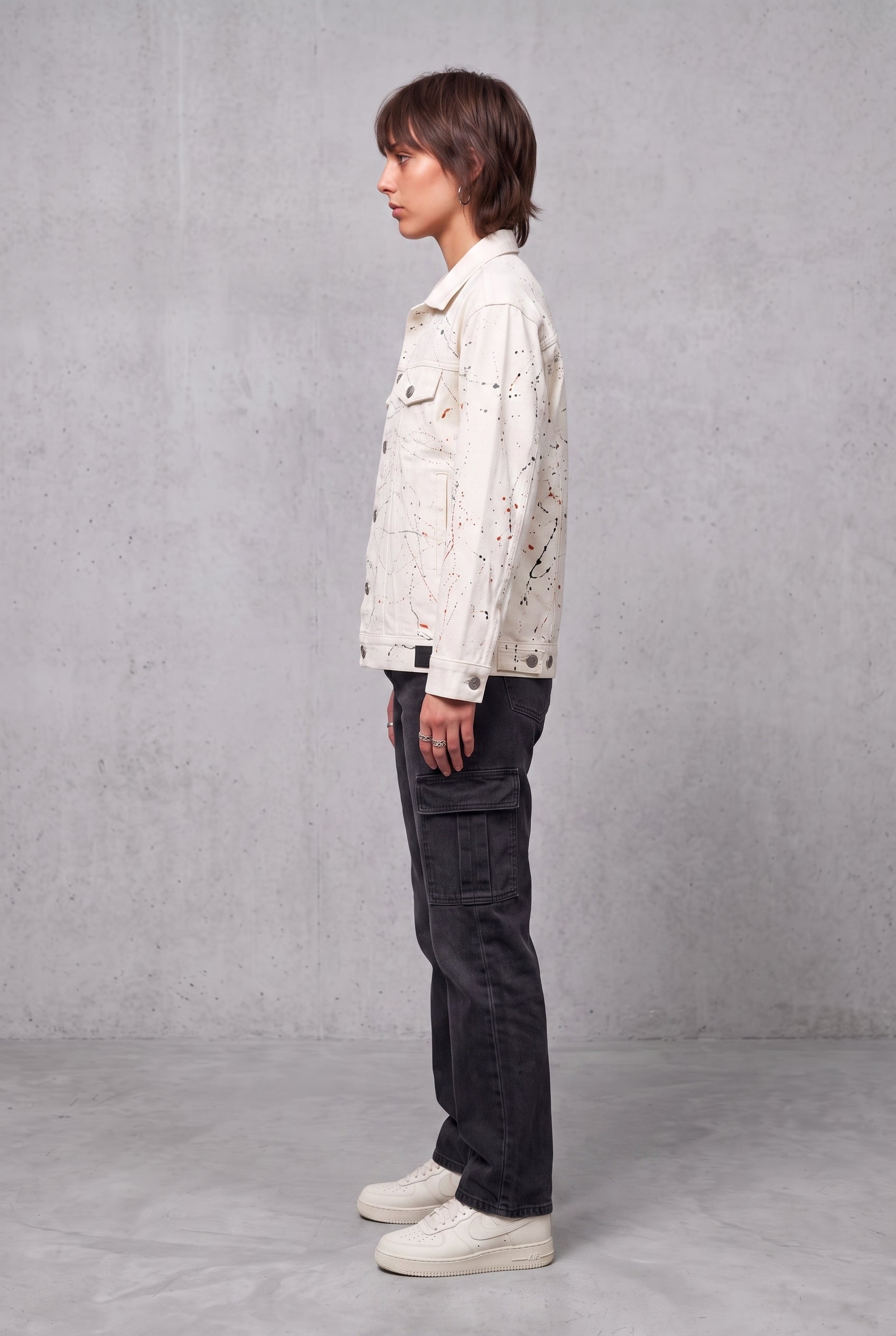 WHITE PAINTED DENIM WOMEN'S JACKET
