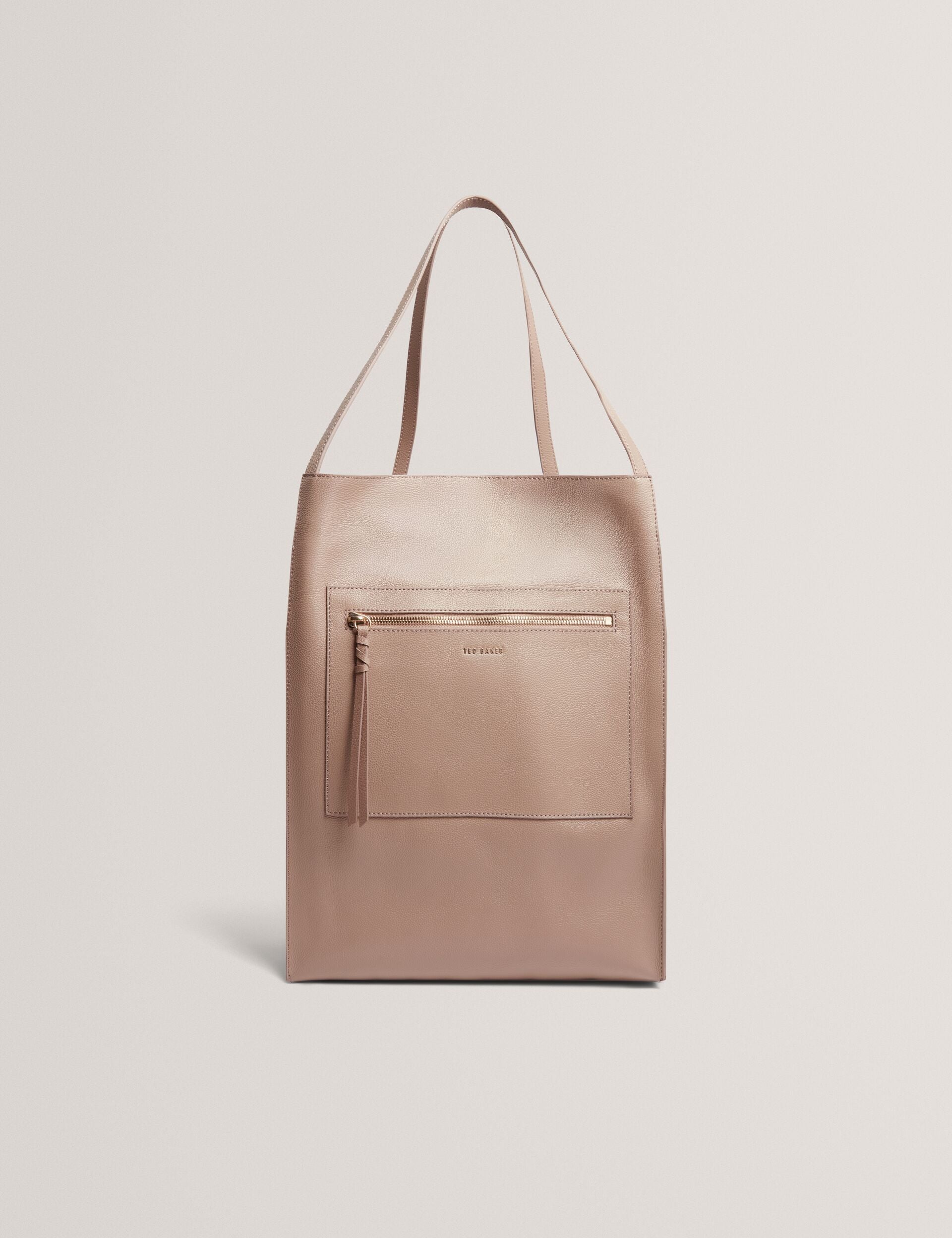Ted Baker Tammila Tall Soft Leather Structured Tote Bag In Taupe Women's