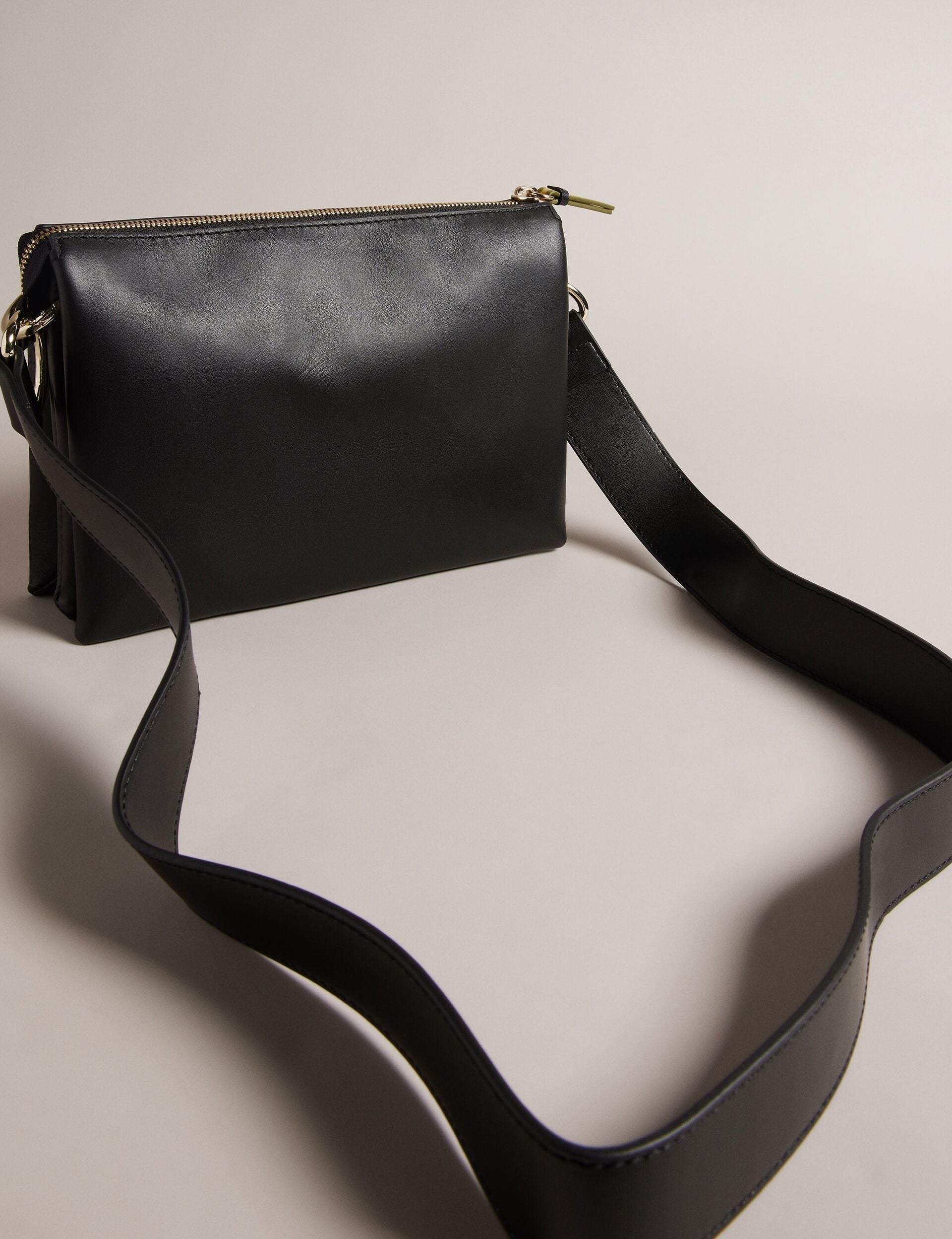Ted Baker Darceyy Black Leather Crossbody Bag With Webbing Strap Women's