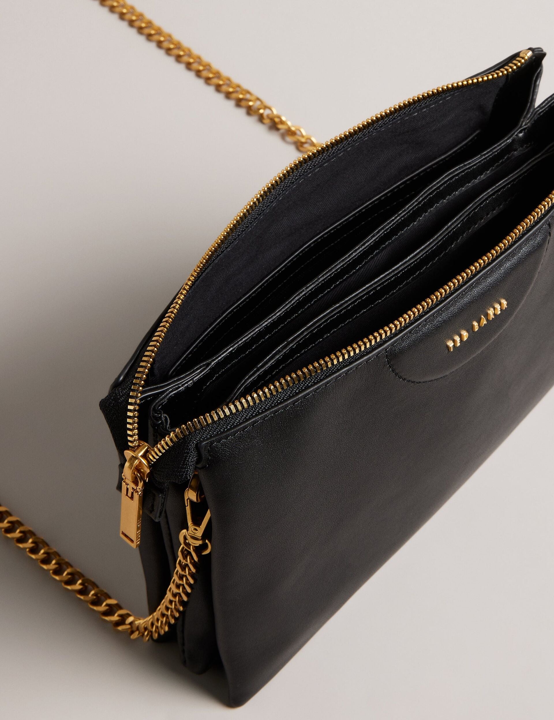 Ted Baker Esille Black Branded Webbing Crossbody Leather Bag Women's