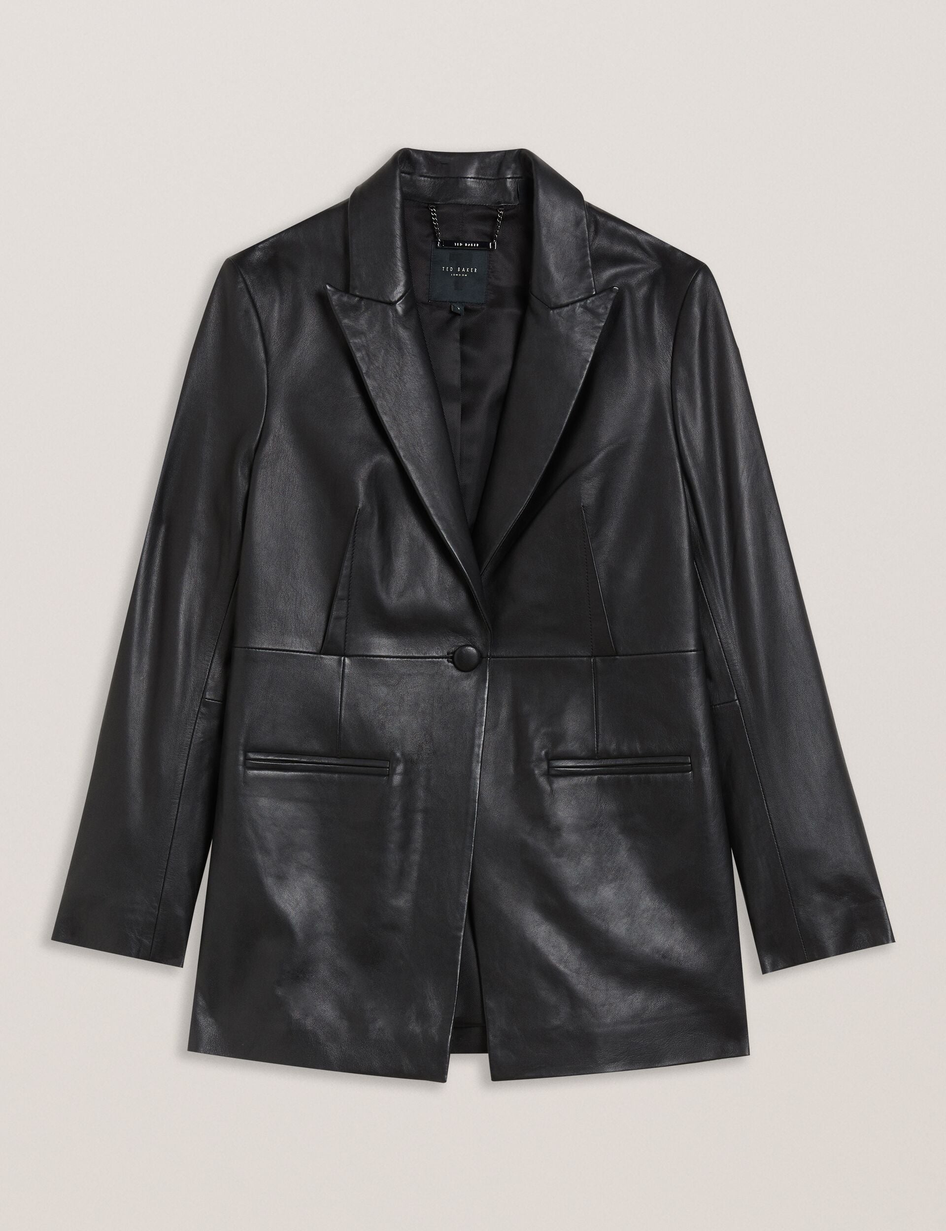Ted Baker Melliie Longline Single Breasted Leather Blazer Women's