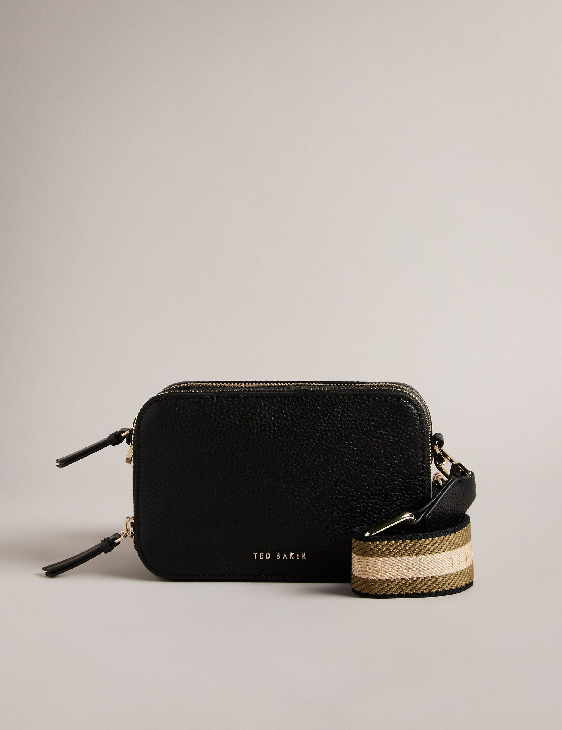 Ted Baker Stunna Mini Black Leather Crossbody Camera Bag Women's
