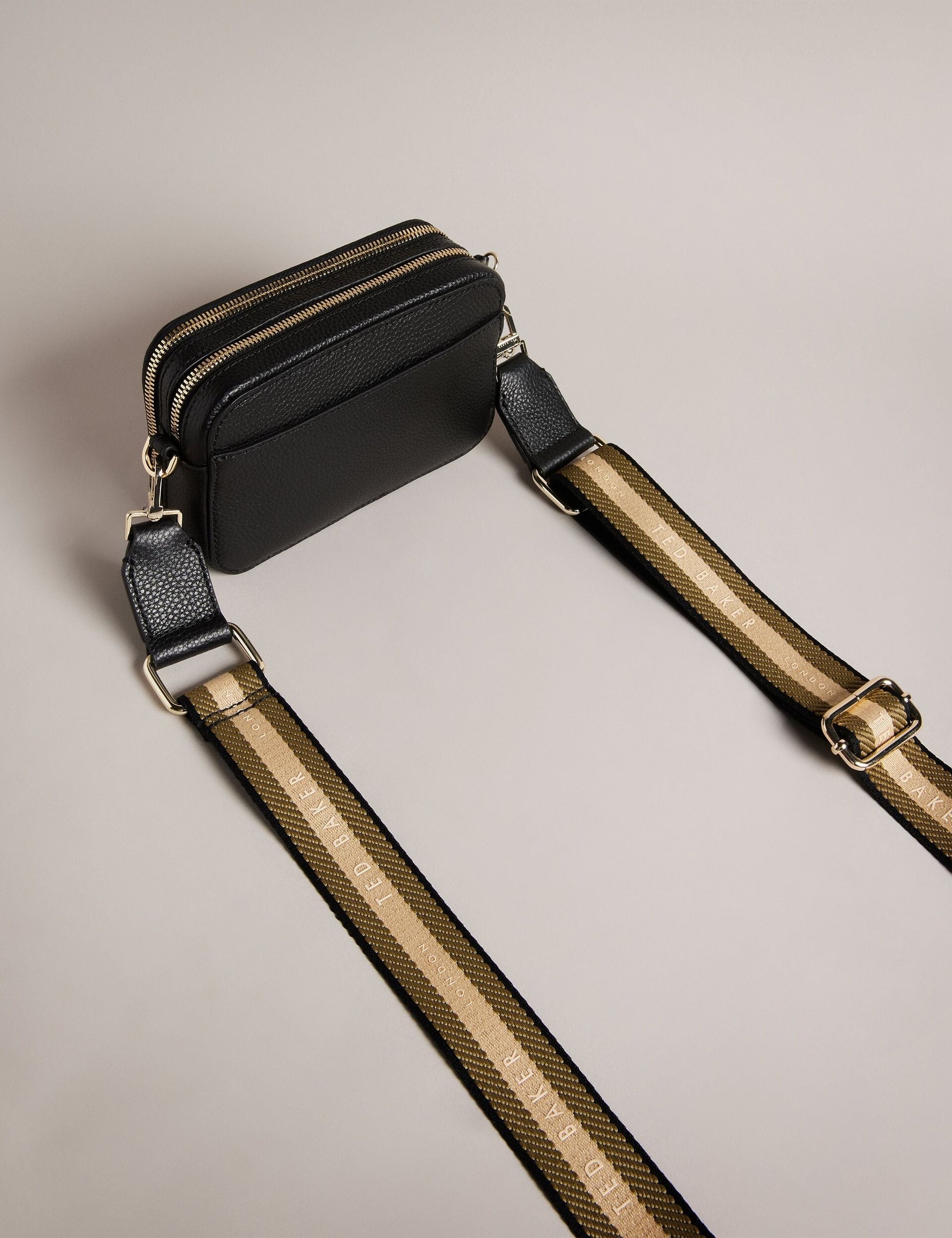 Ted Baker Stunna Mini Black Leather Crossbody Camera Bag Women's