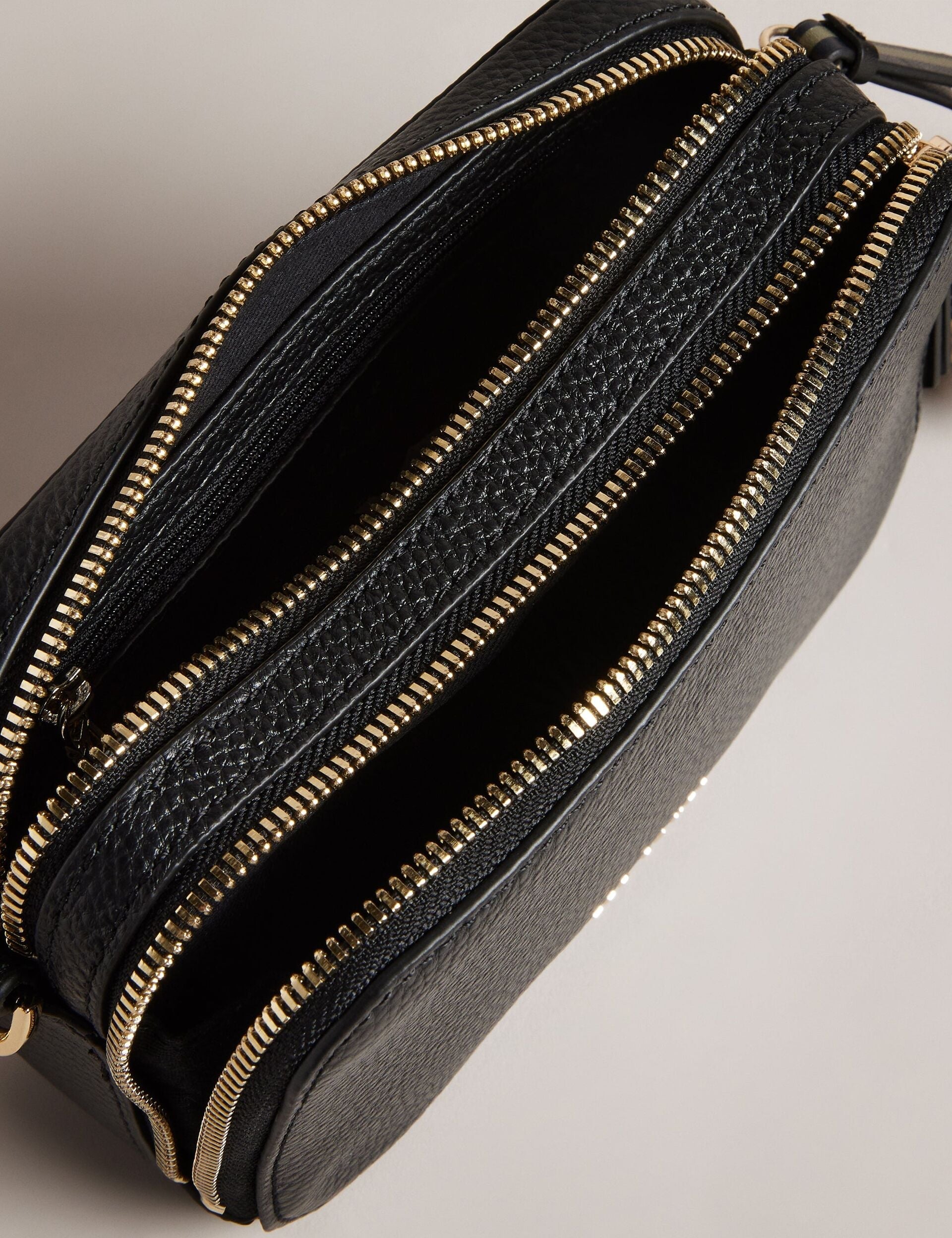 Ted Baker Stunna Mini Black Leather Crossbody Camera Bag Women's