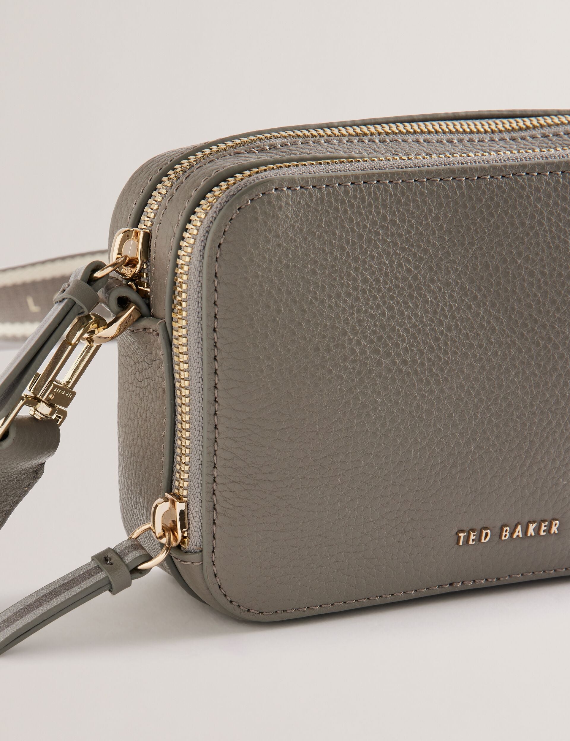 Ted Baker Stunna Mini Grey Leather Crossbody Camera Bag Women's