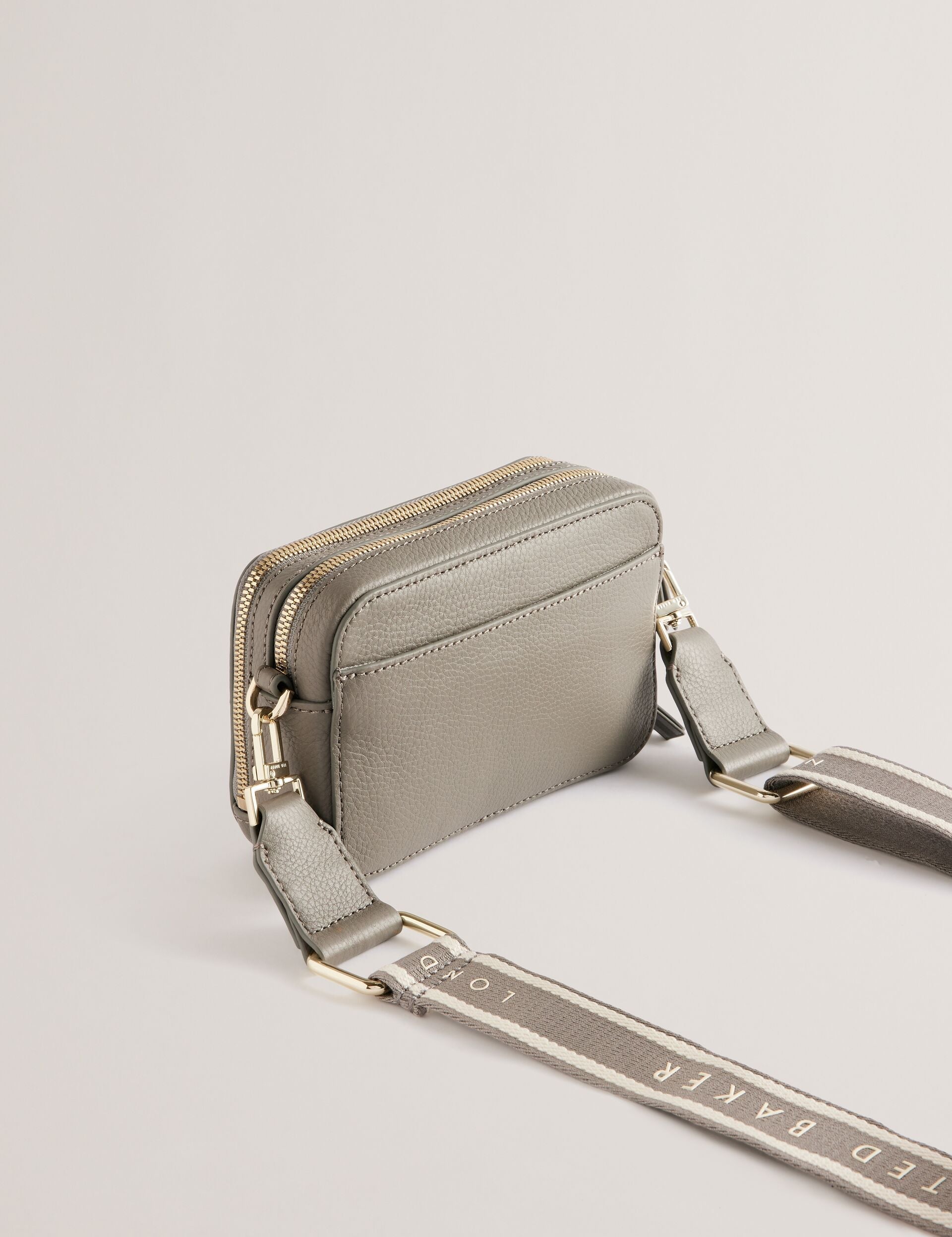 Ted Baker Stunna Mini Grey Leather Crossbody Camera Bag Women's