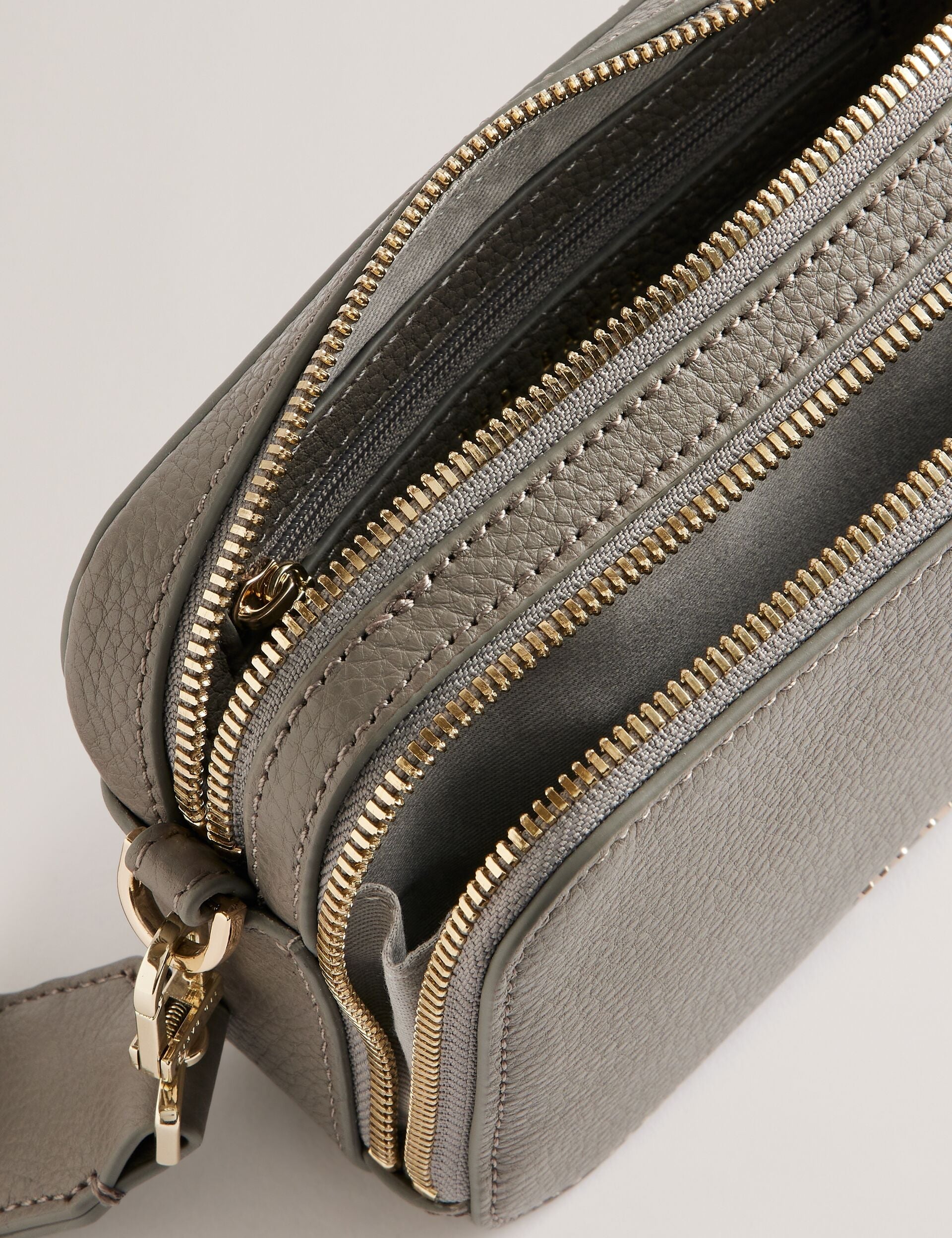 Ted Baker Stunna Mini Grey Leather Crossbody Camera Bag Women's