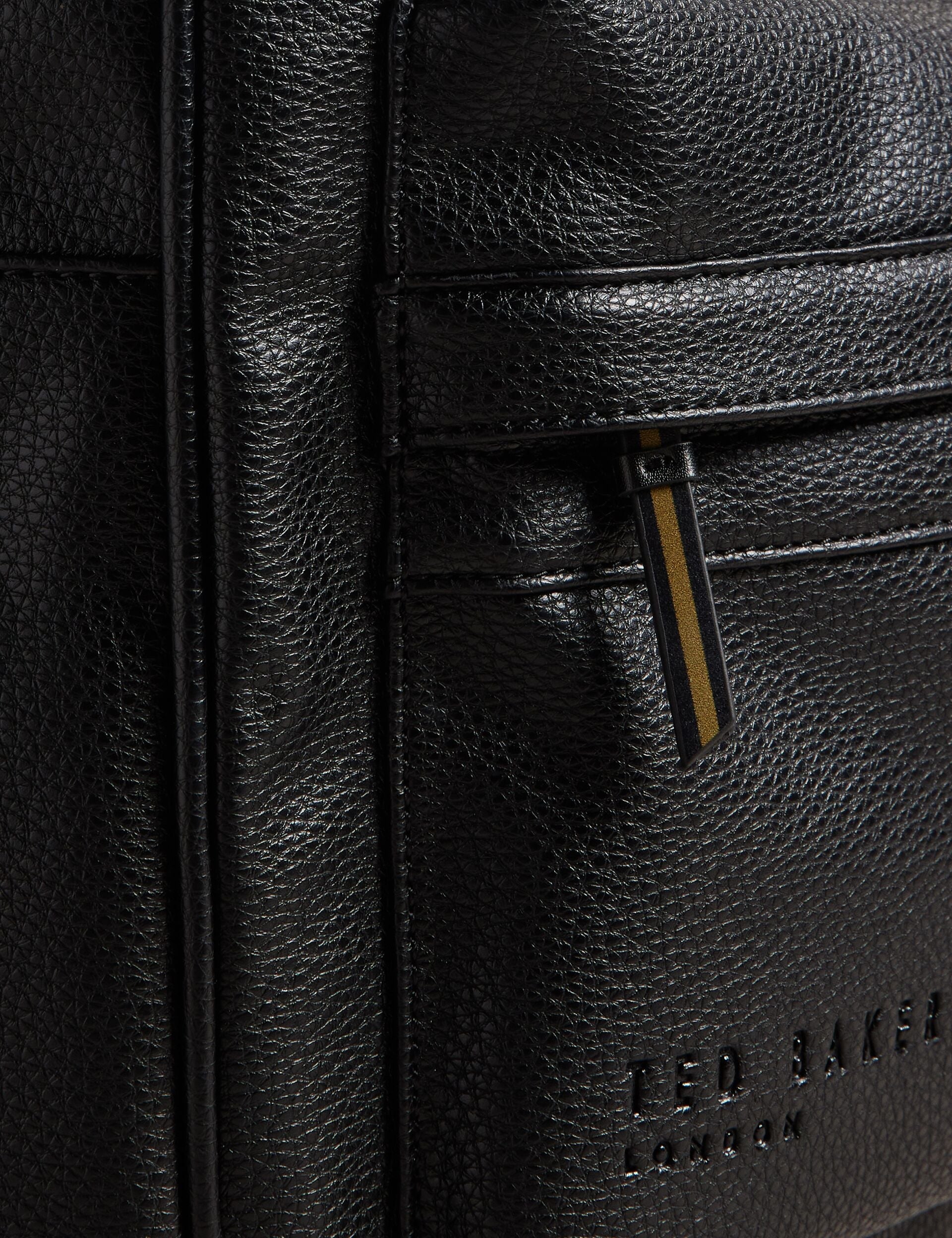 Ted Baker Kaileb Black Faux Leather Backpack With Webbing Straps