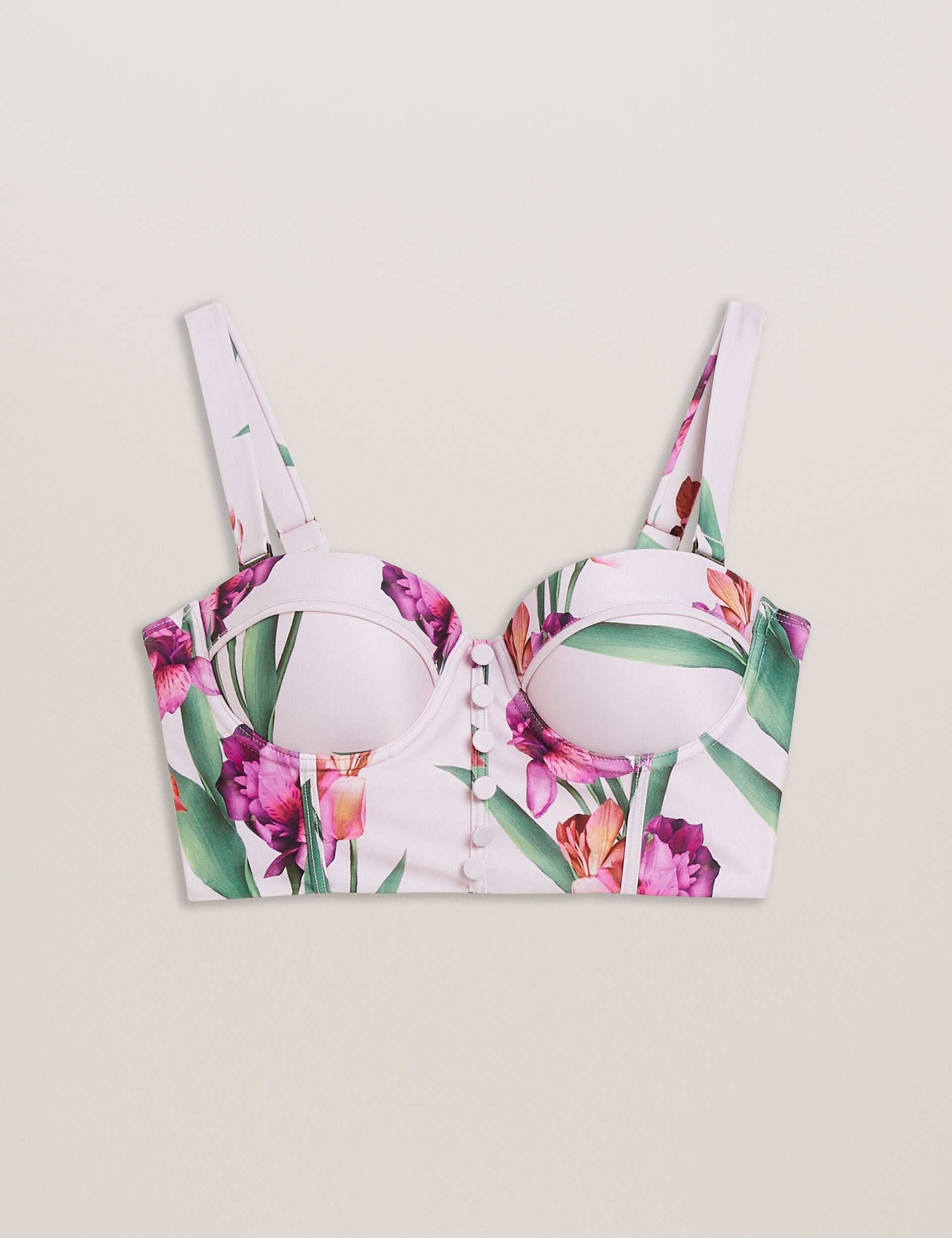 Ted Baker Allynaa Floral Button Detail Longline Bikini Top Women's