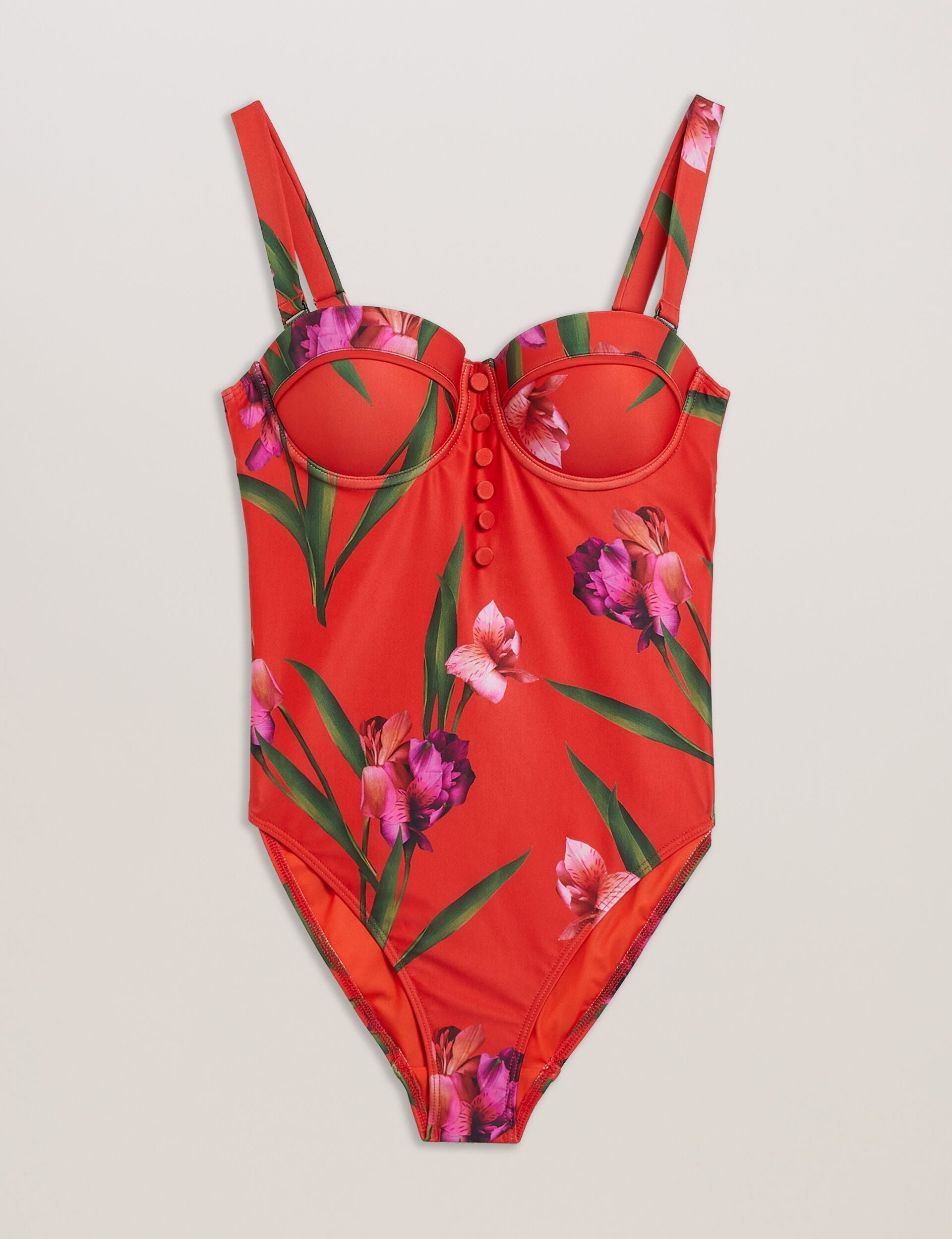 Ted Baker Quwelle Floral Padded Swimsuit With Button Detail Women's