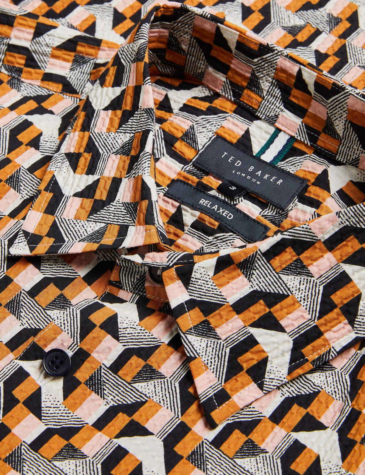 Ted Baker Gastons Short Sleeve Geo Print Seersucker Shirt