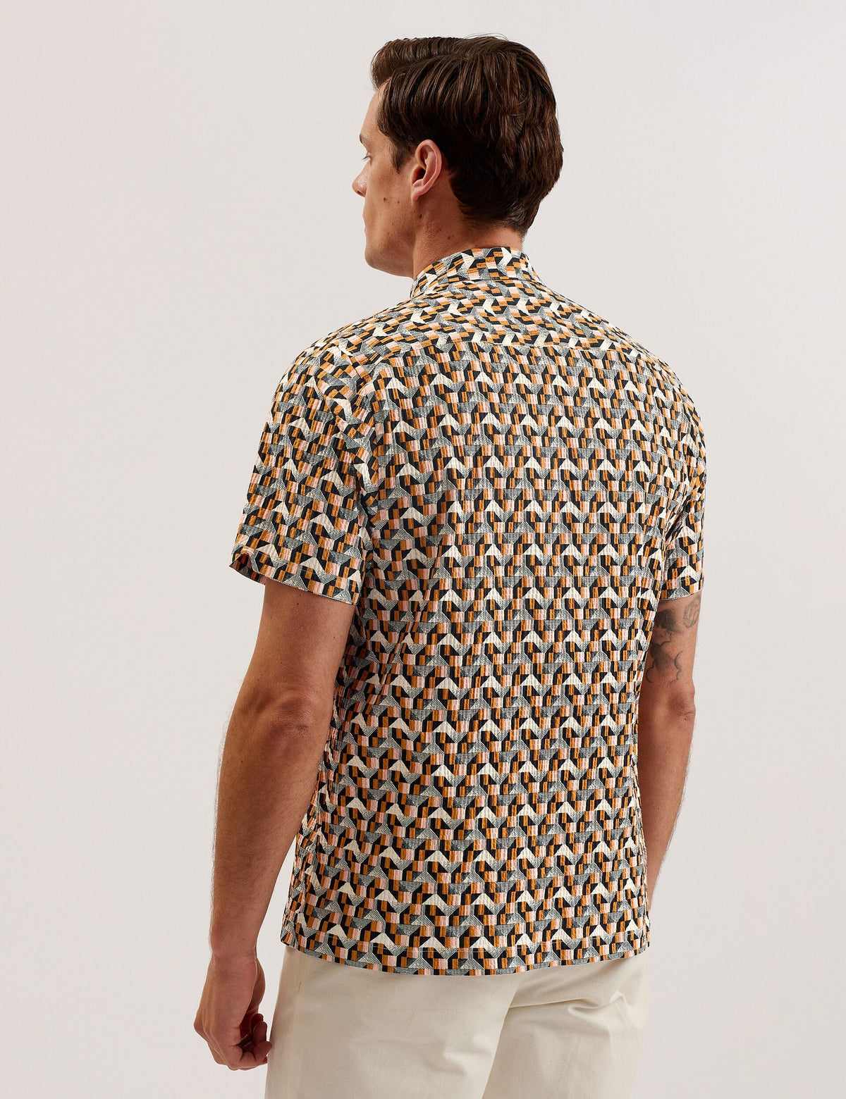 Ted Baker Gastons Short Sleeve Geo Print Seersucker Shirt