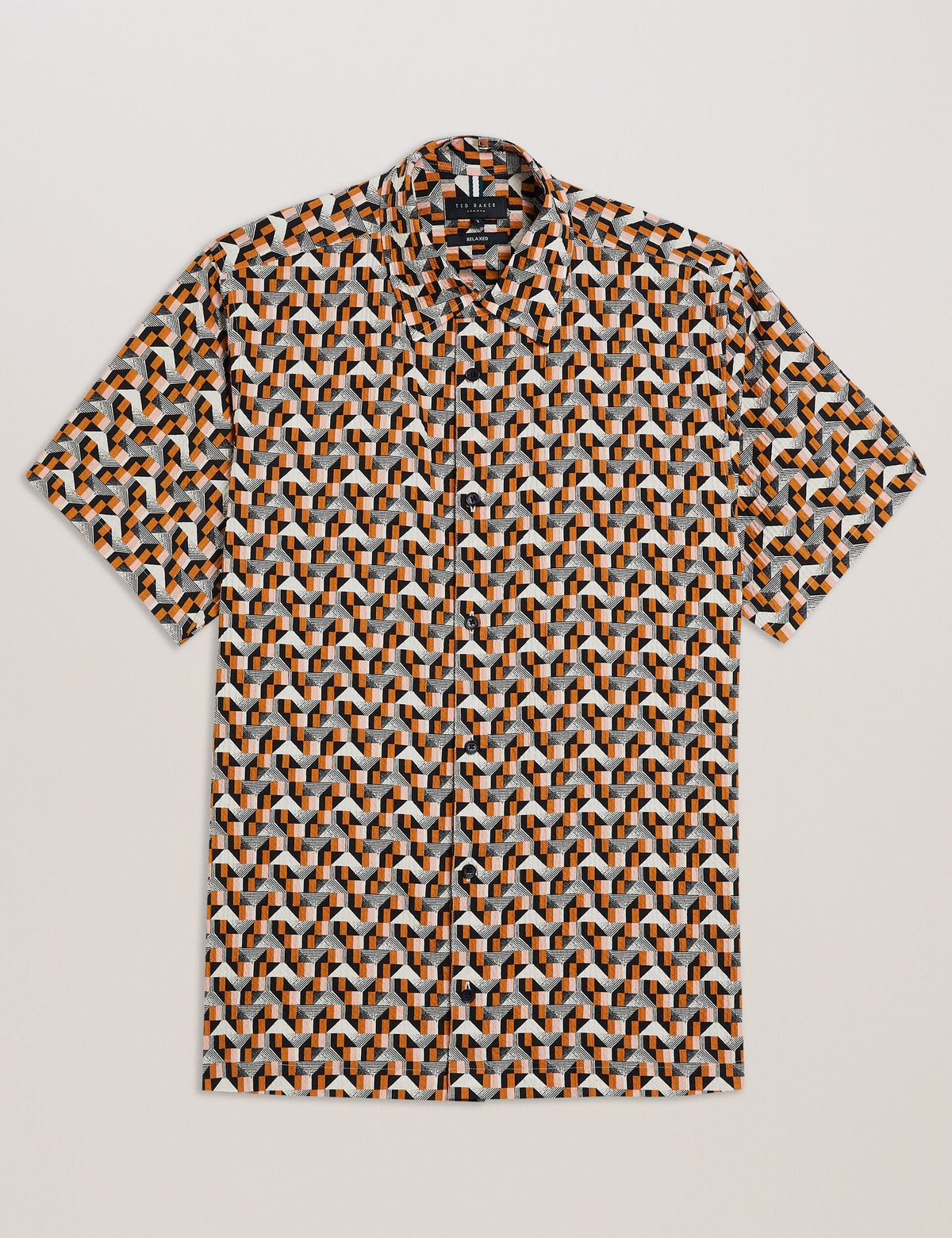 Ted Baker Gastons Short Sleeve Geo Print Seersucker Shirt