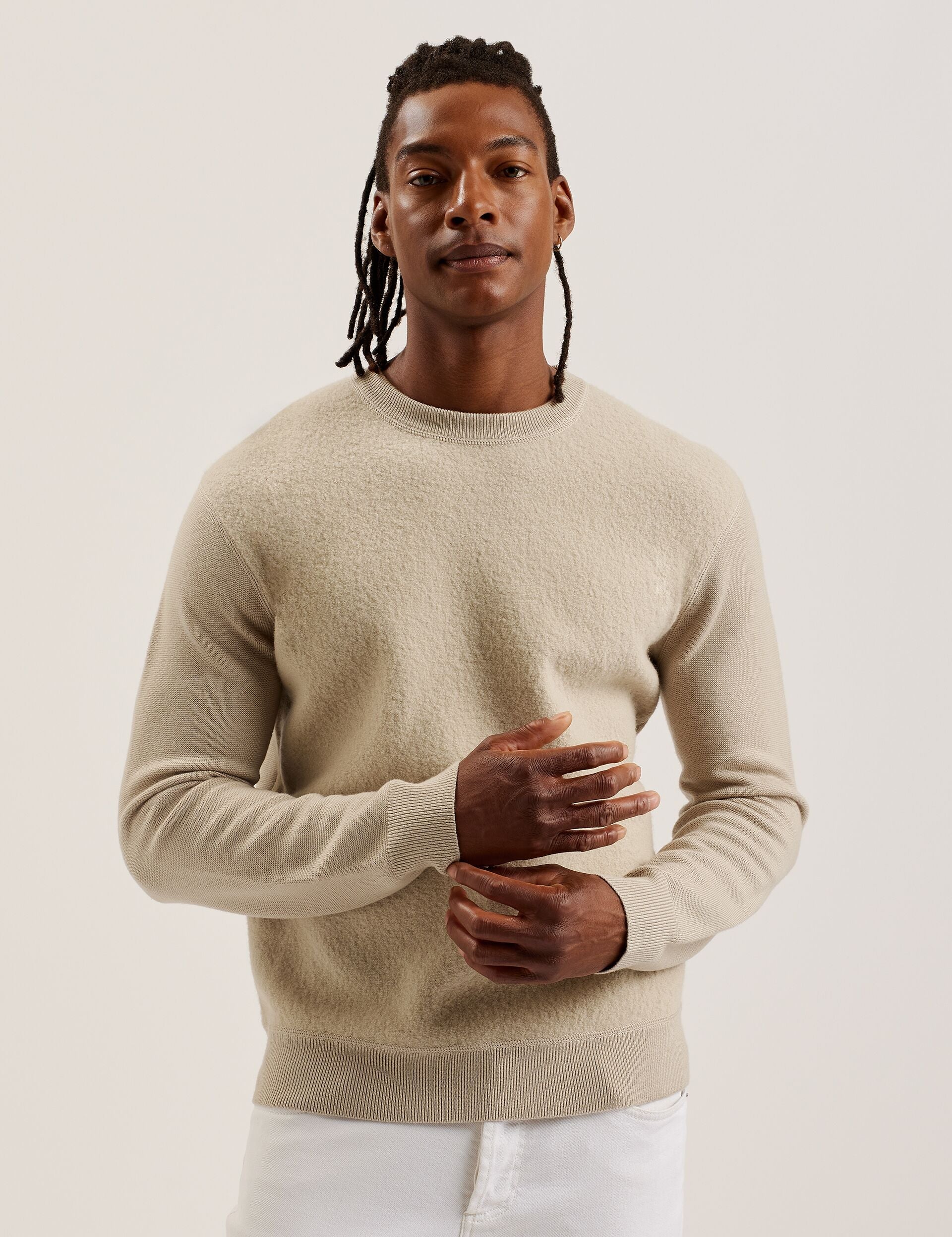 Ted Baker Olmste Boucle Wool Blend Crew Neck Jumper