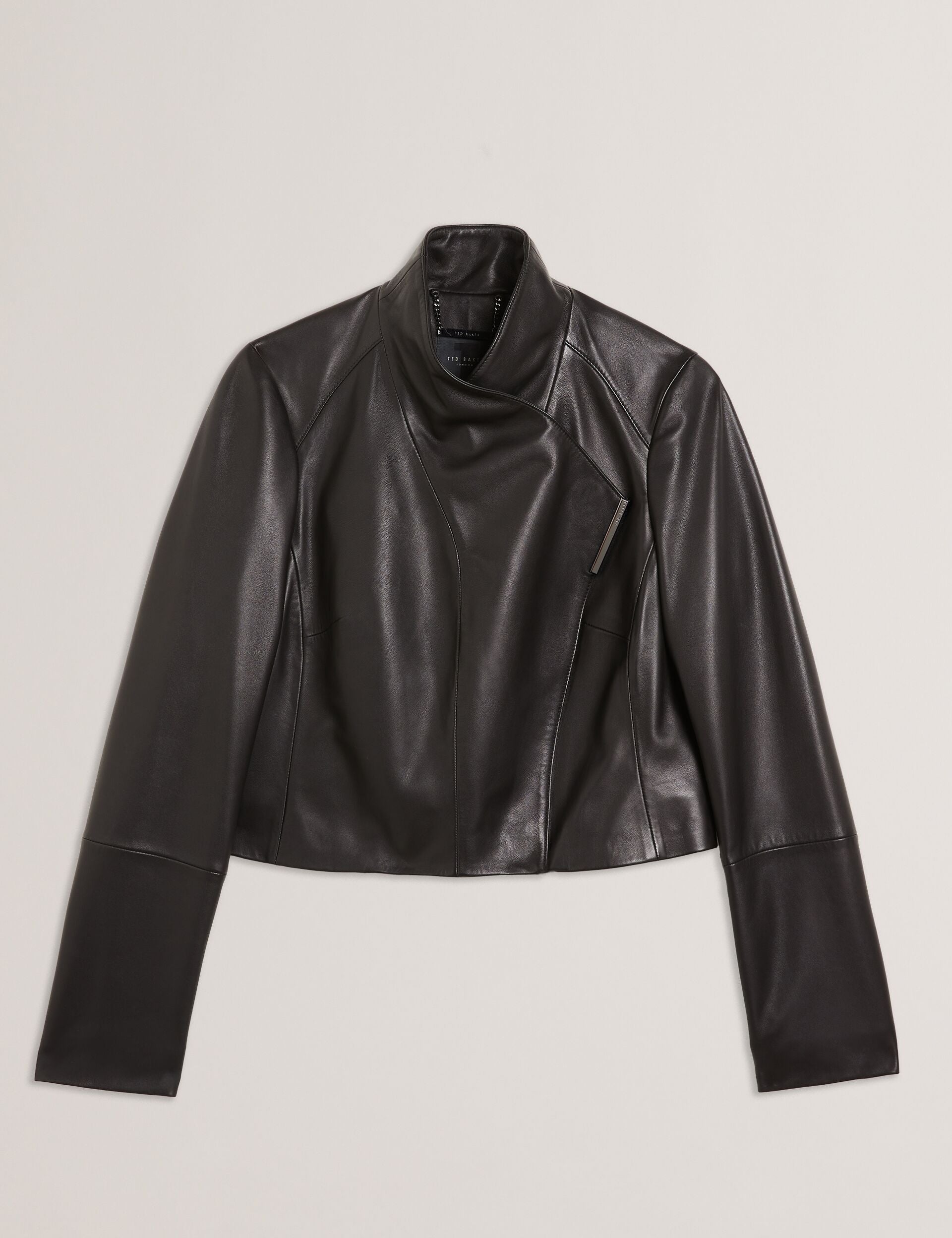 Ted Baker Riyoze Wrap Front Cropped Leather Jacket Women's
